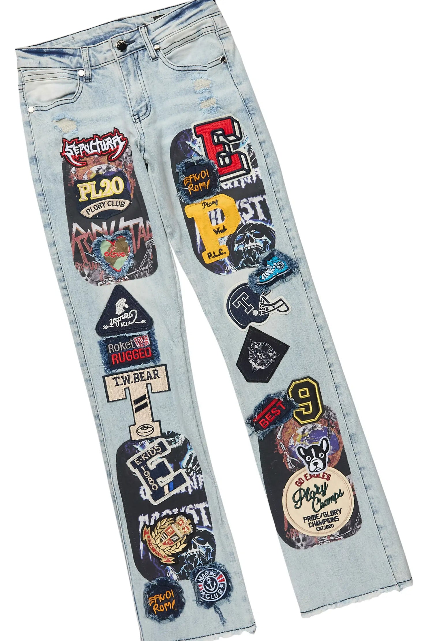 Boys Palmer Red Hoodie & Espen Blue Stacked Jean Set