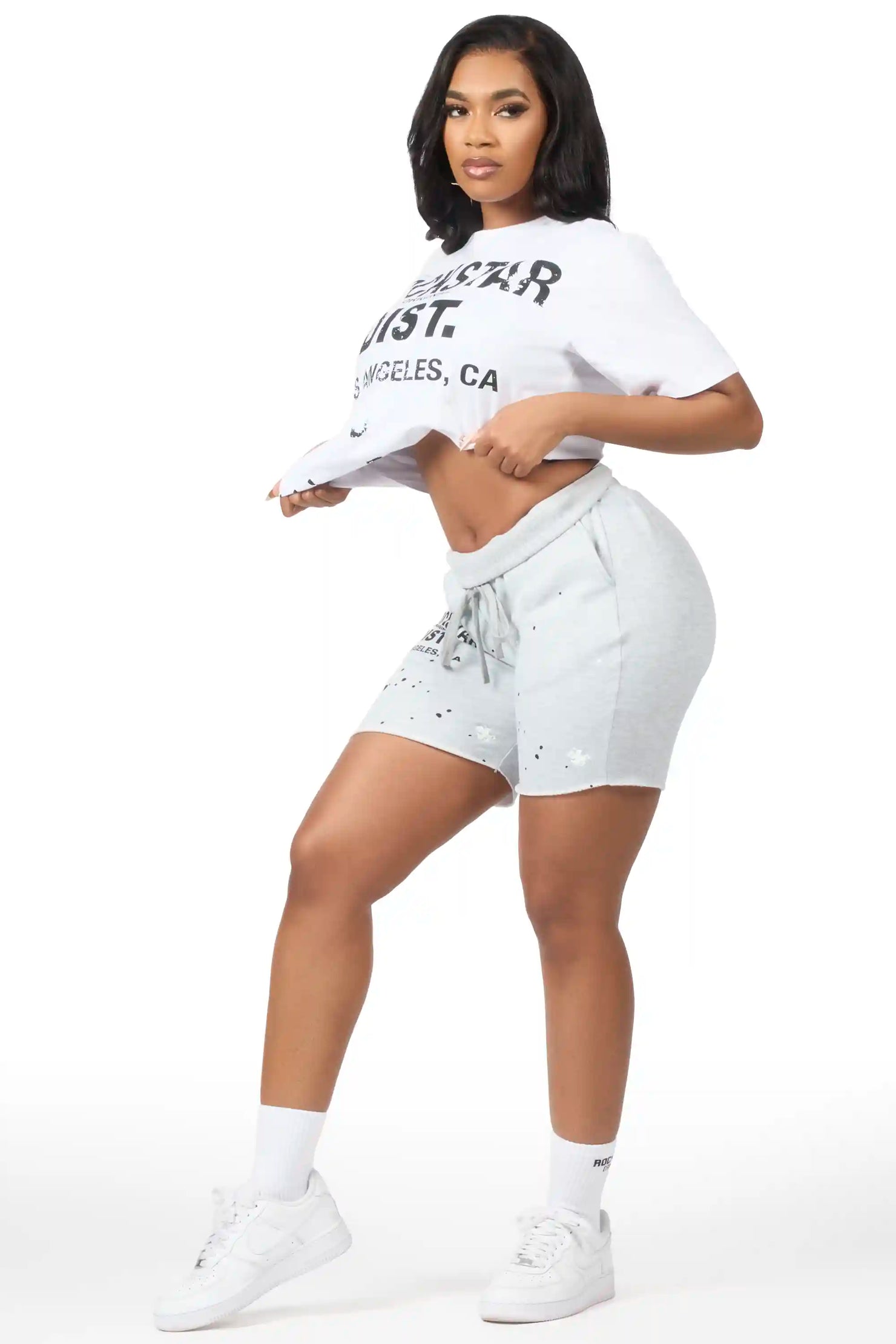 Gianna White/Grey Short Set