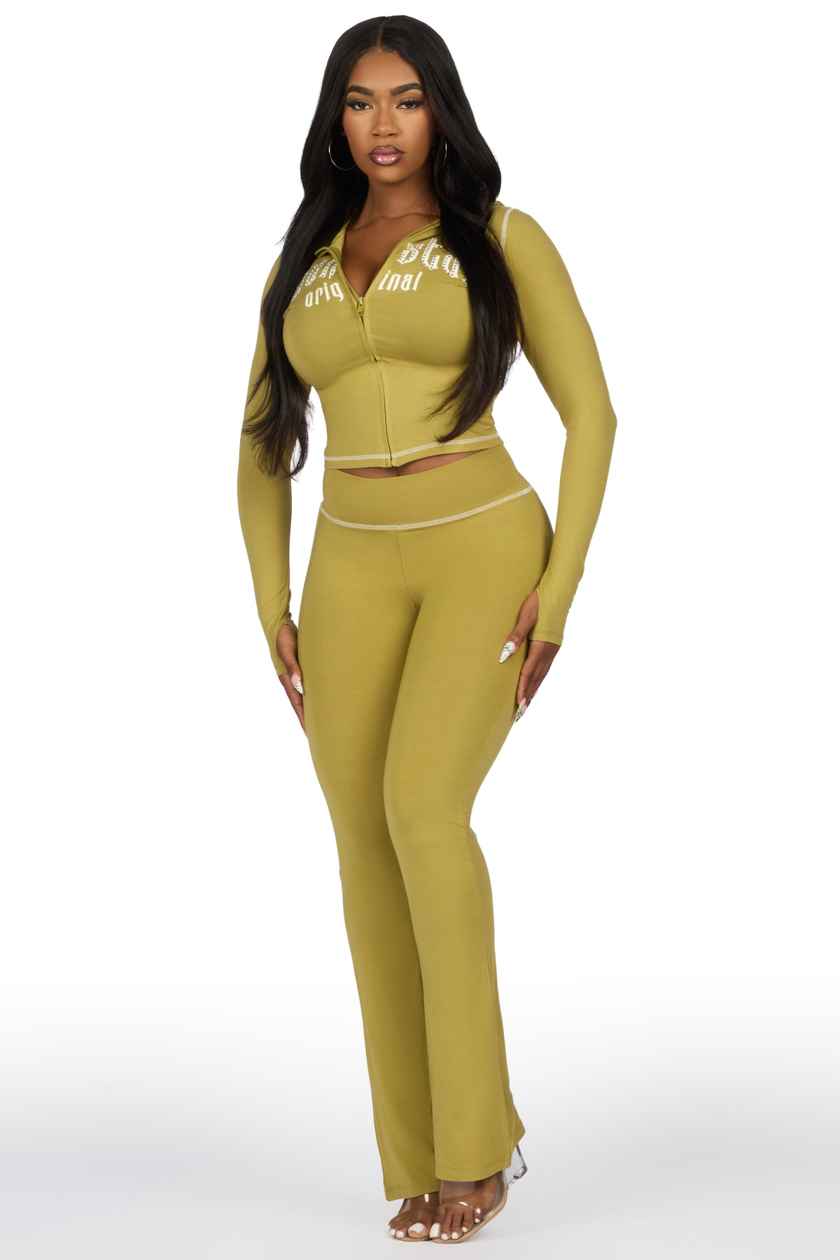 Zyriah Olive Rhinestone Lounge Trackset