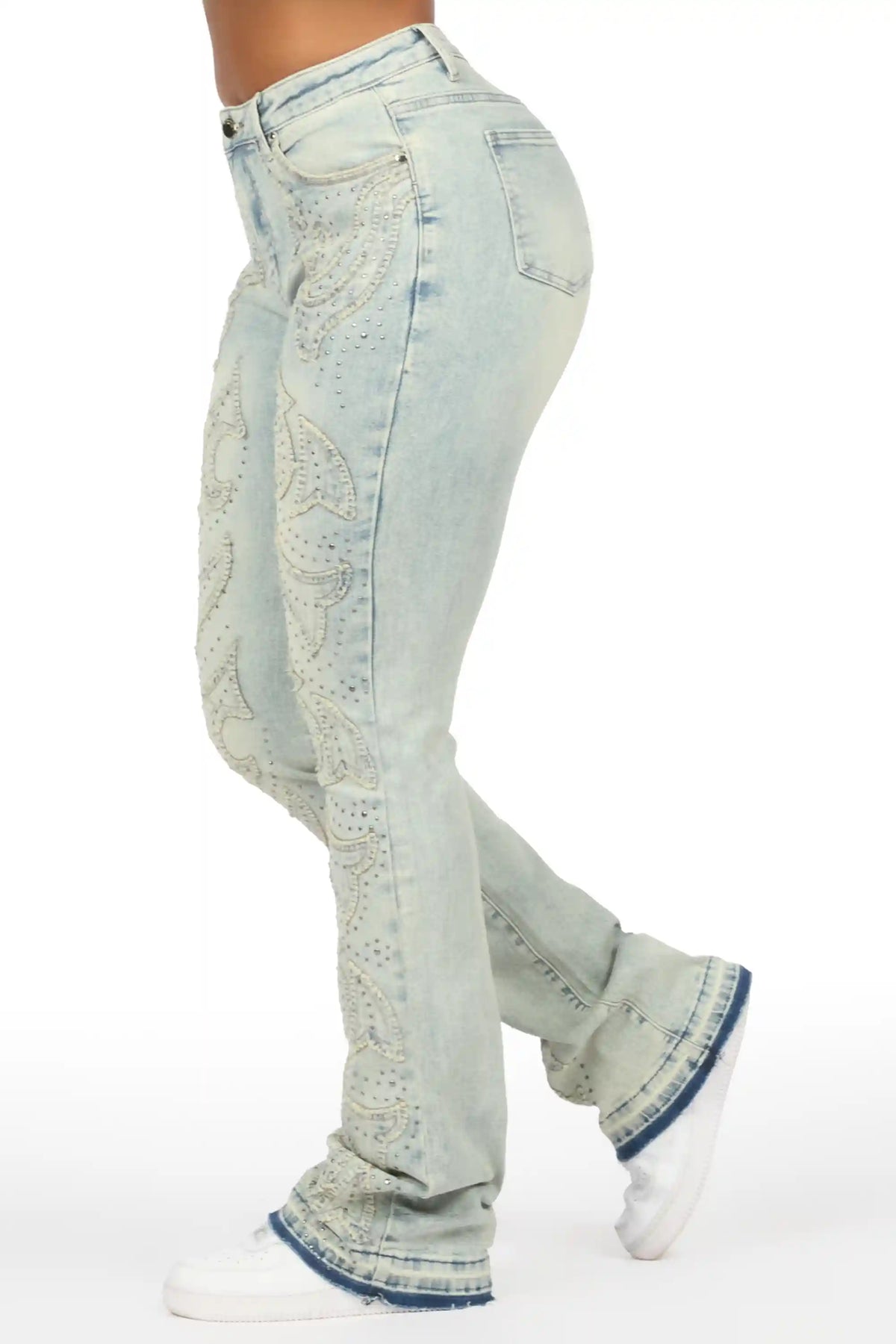 Jeanette Light Wash Stacked Flare Jean