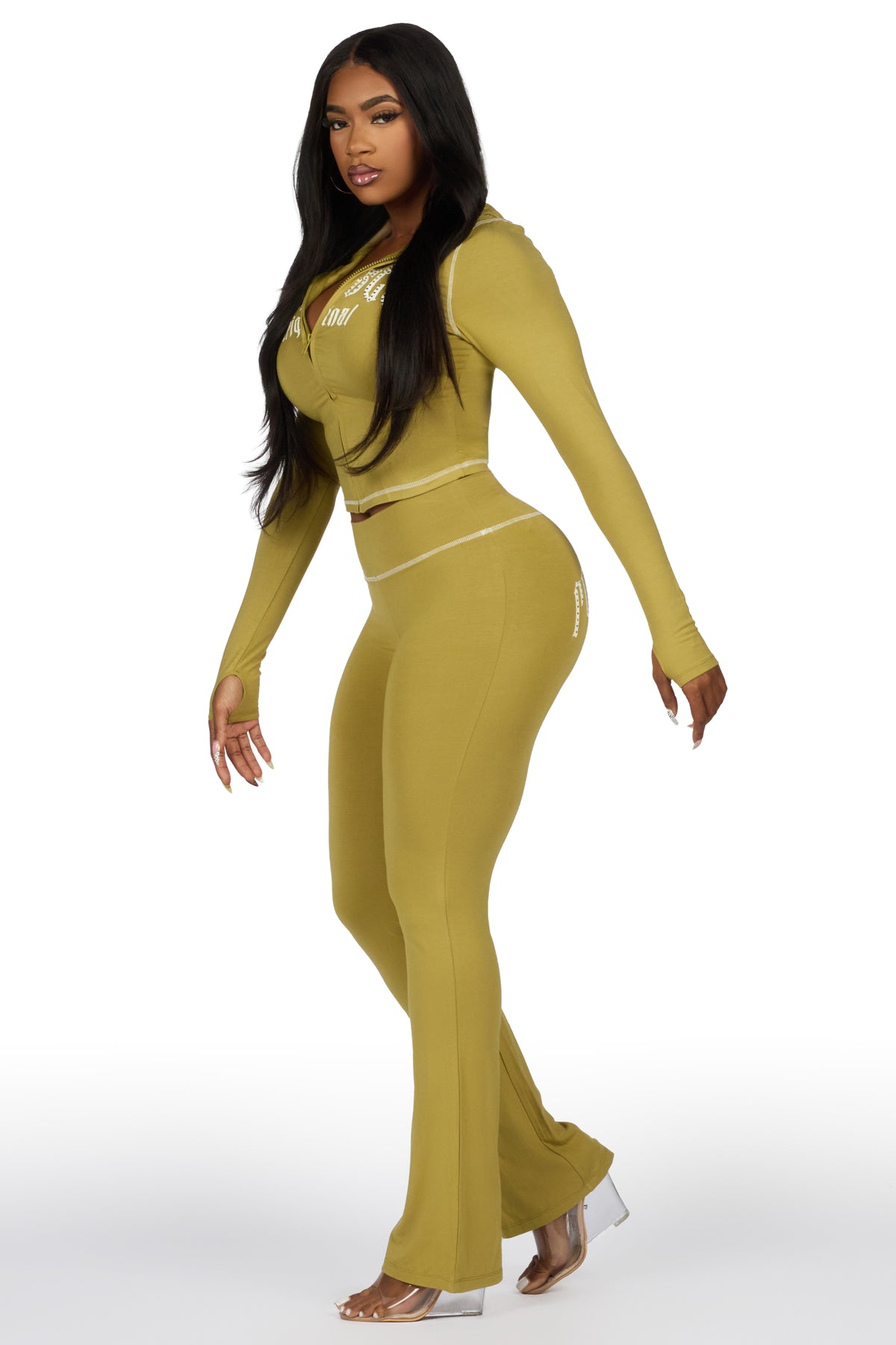 Zyriah Olive Rhinestone Lounge Trackset