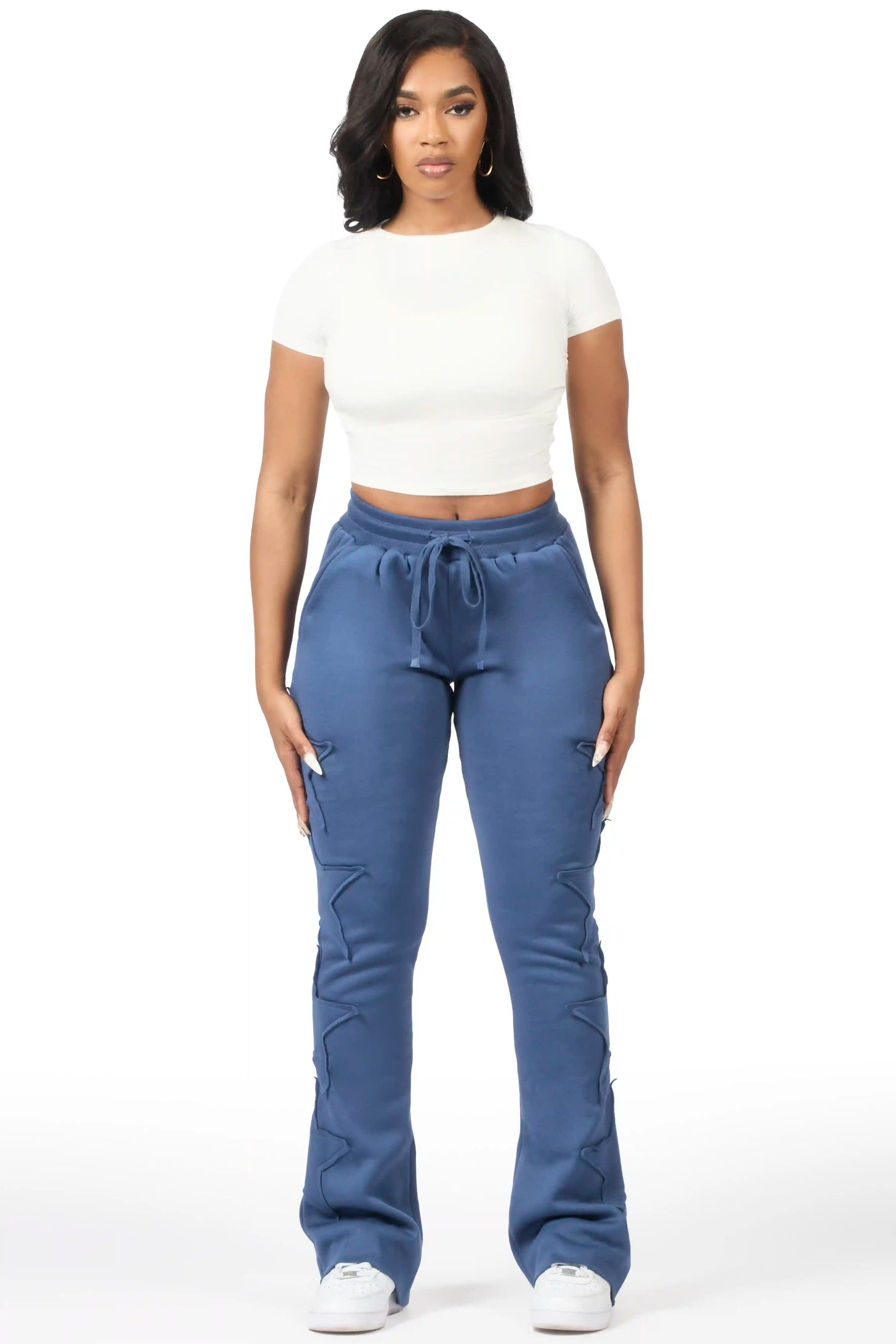 Sinayah Navy Stacked Track Pant