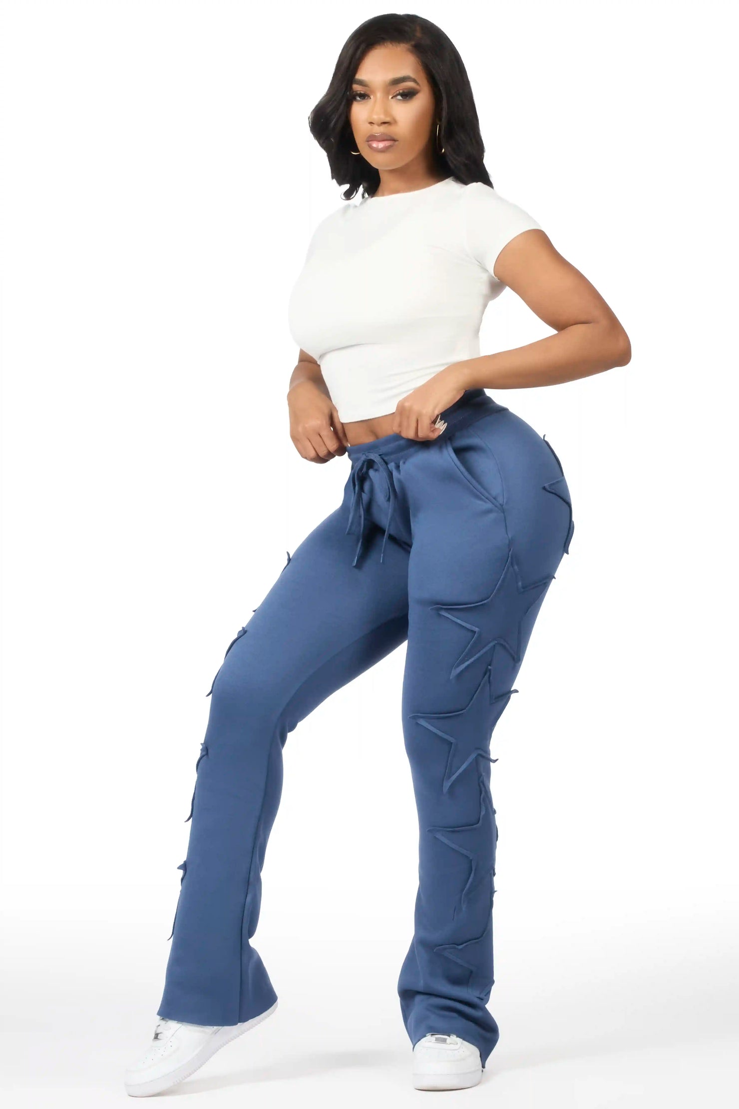 Sinayah Navy Stacked Track Pant