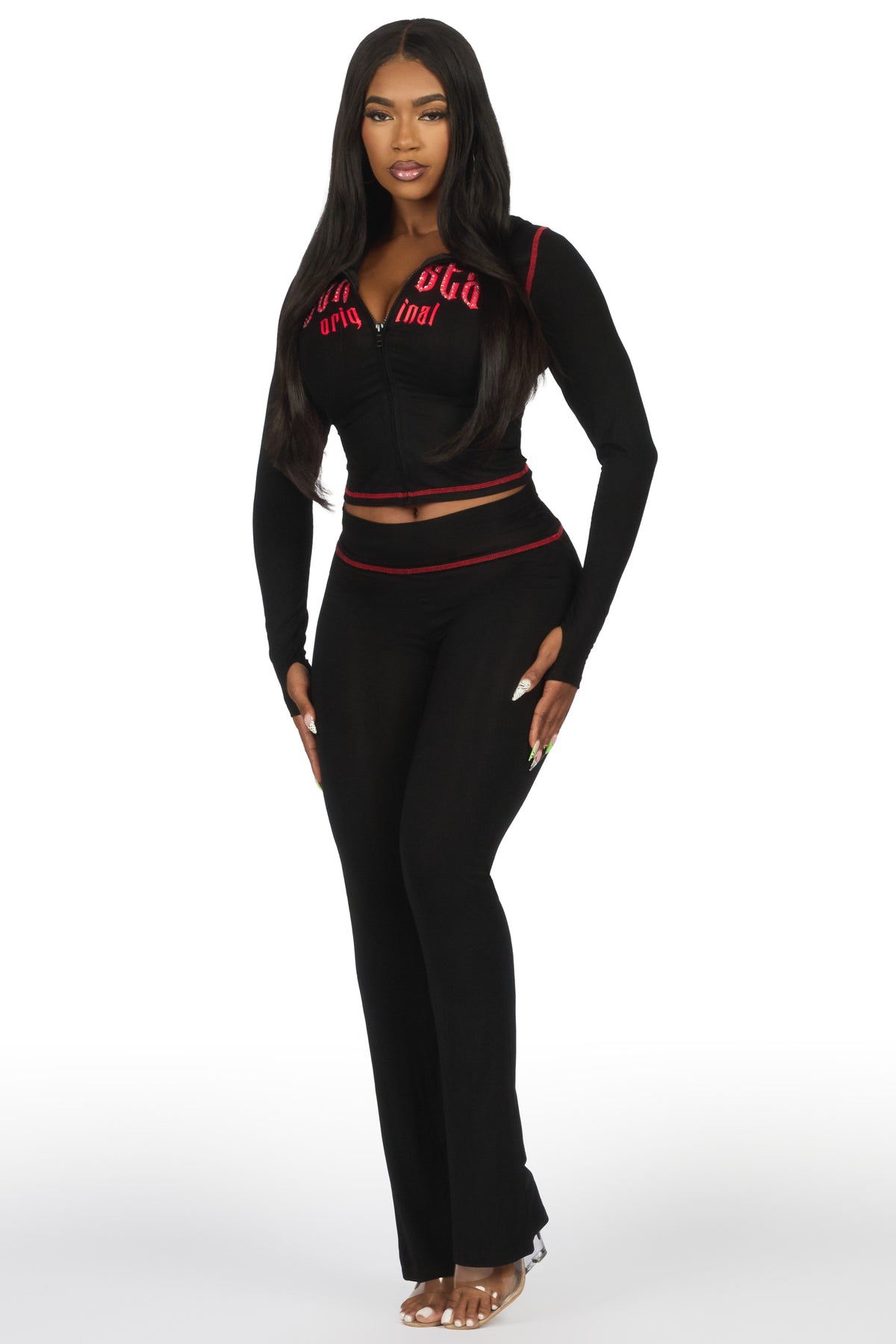 Zyriah Black/Red Rhinestone Lounge Trackset