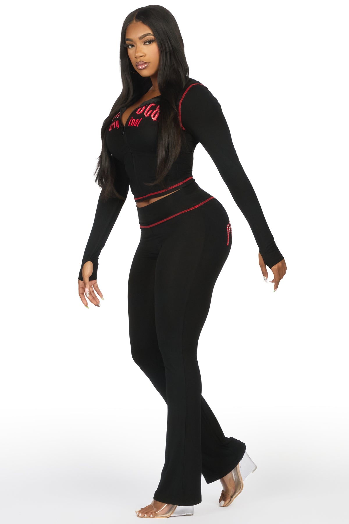 Zyriah Black/Red Rhinestone Lounge Trackset