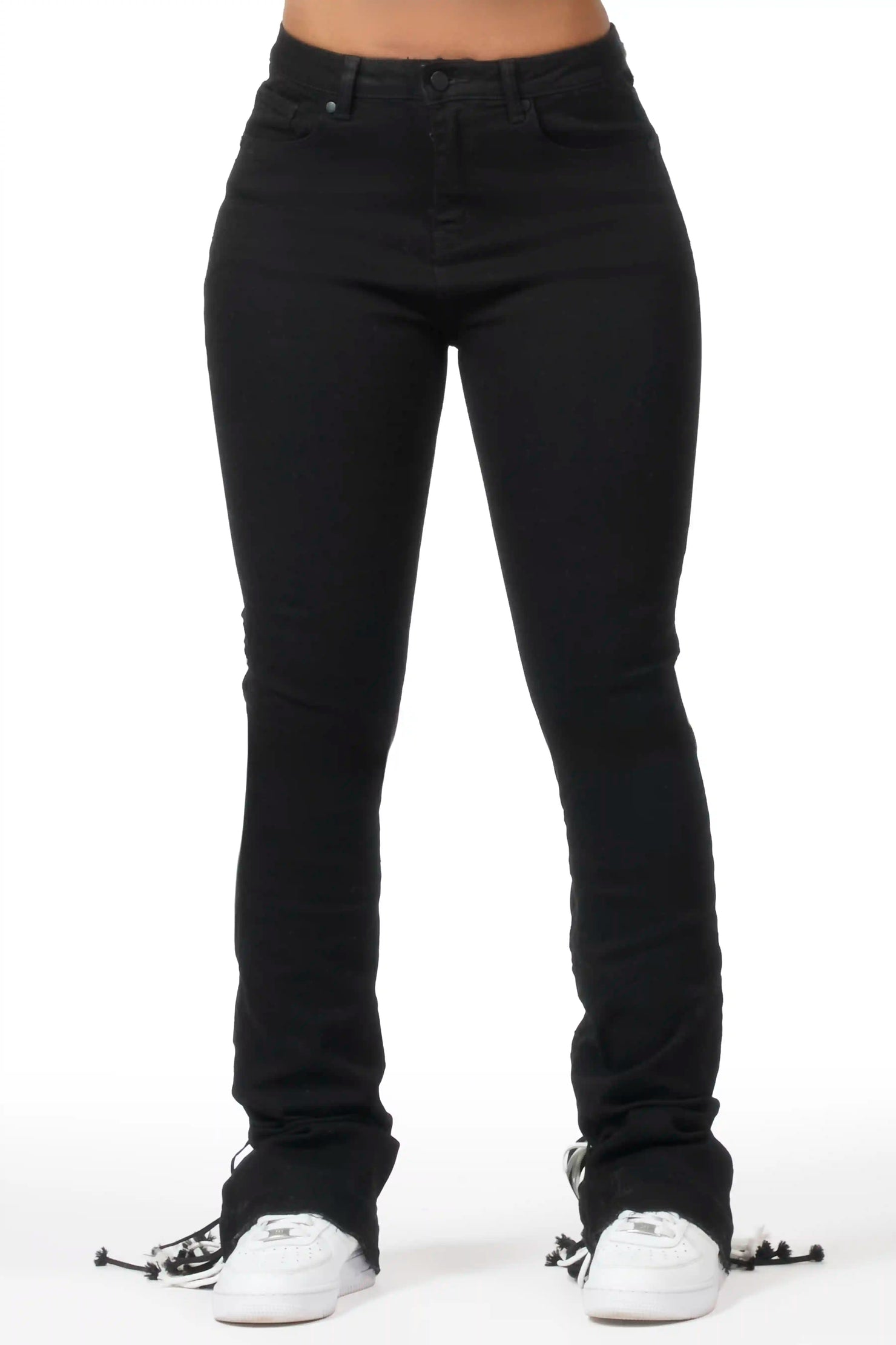 Ottiana Black Stacked Flare Jean