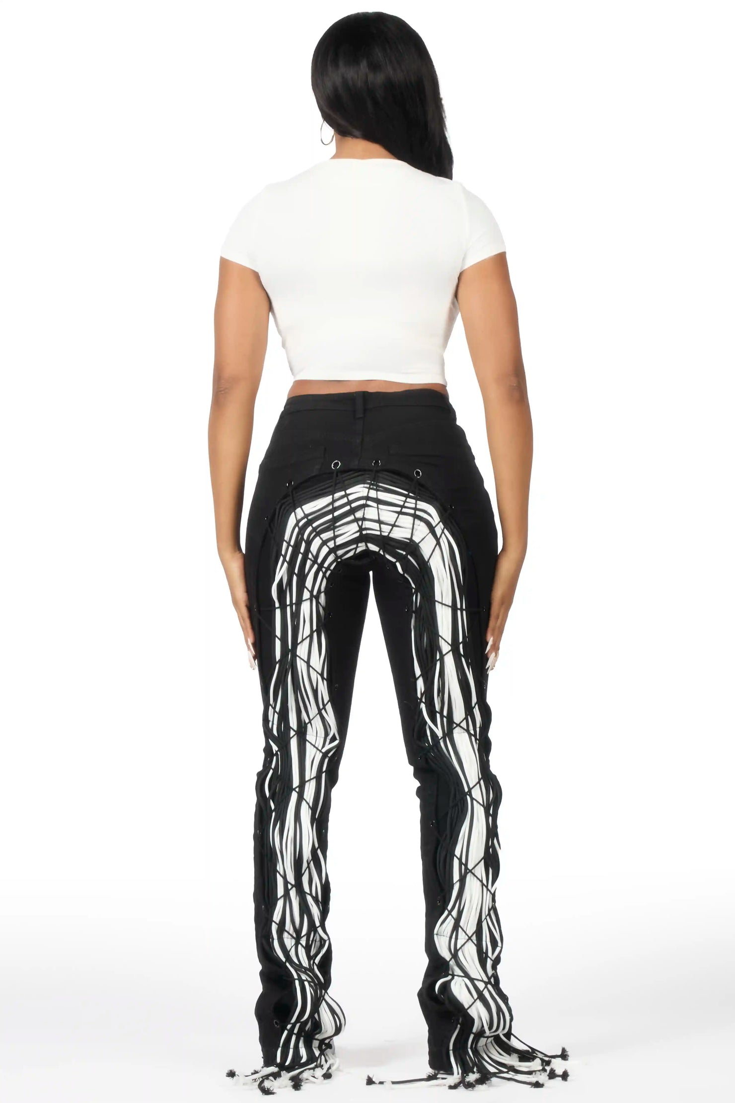 Ottiana Black Stacked Flare Jean
