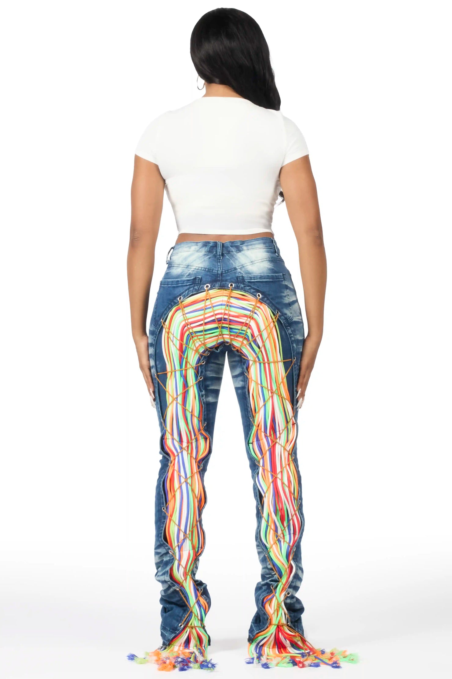 Ottiana Blue Wash Stacked Flare Jean