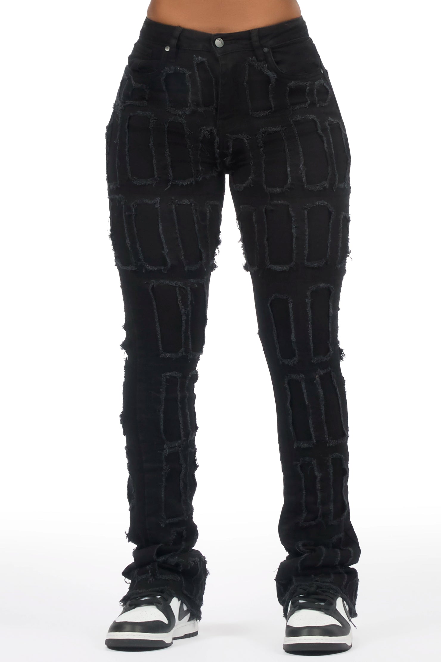 Taquila Black Stacked Flare Jean