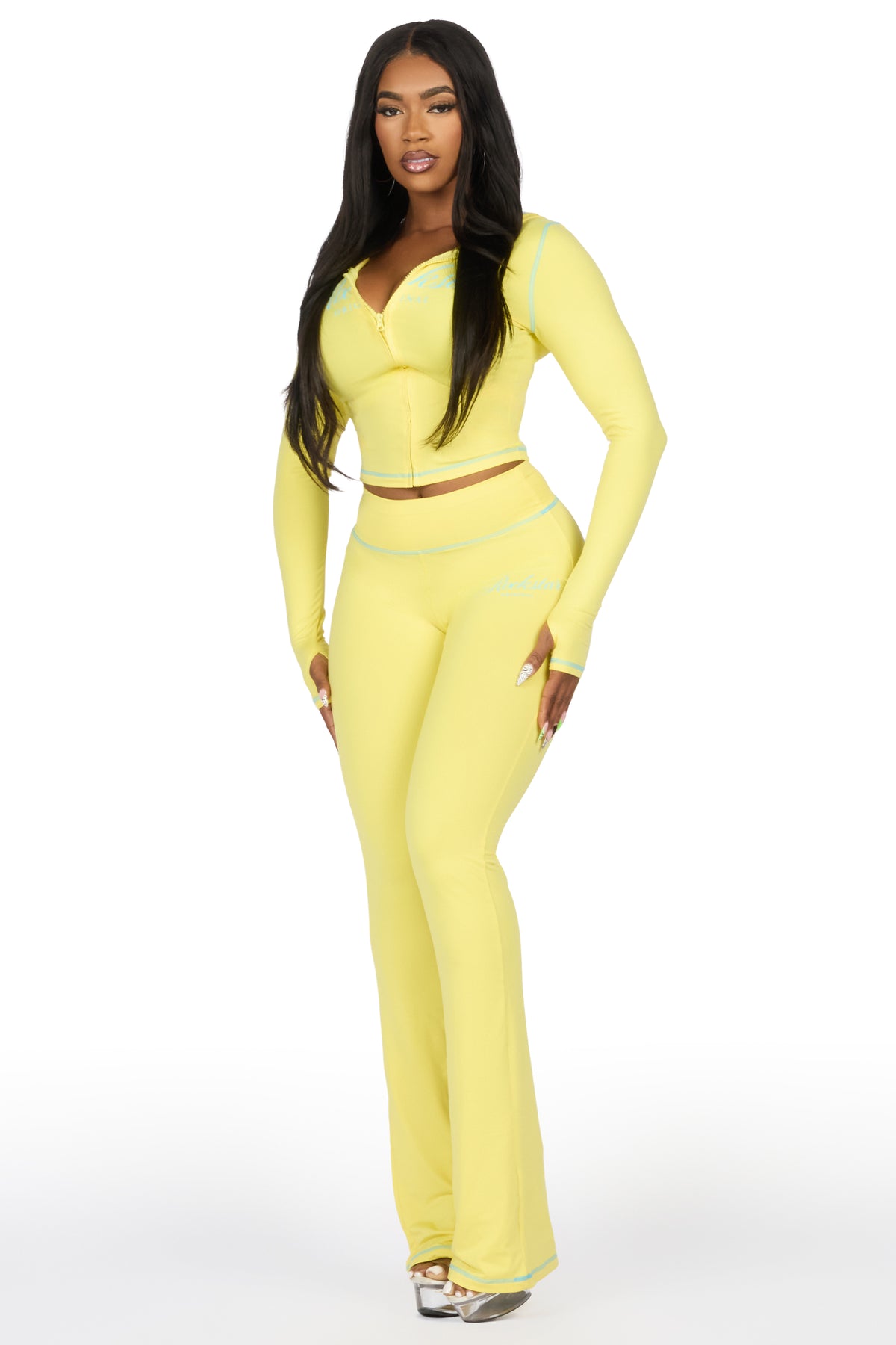 Arzena Yellow/Blue Zip Up Lounge Track Set