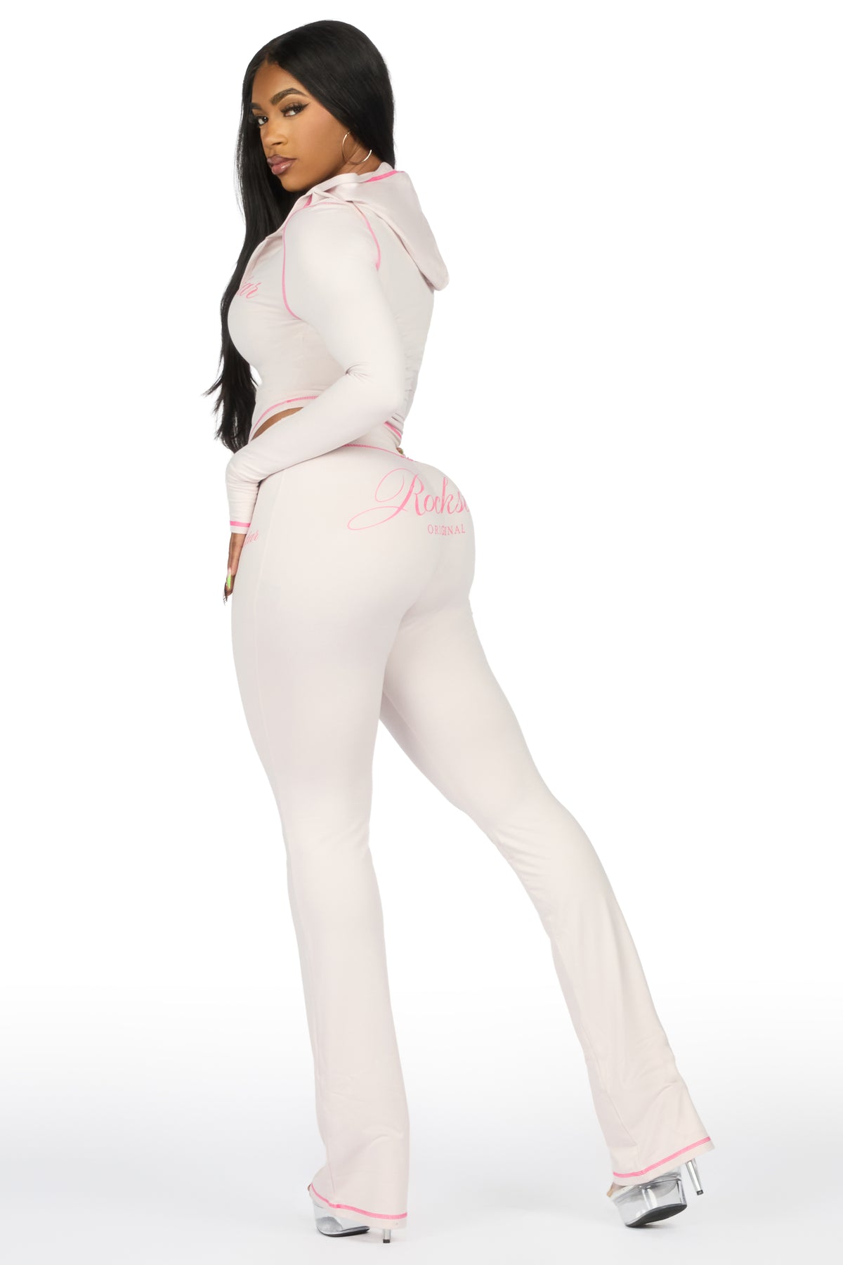 Arzena Grey/Pink Zip Up Lounge Track Set