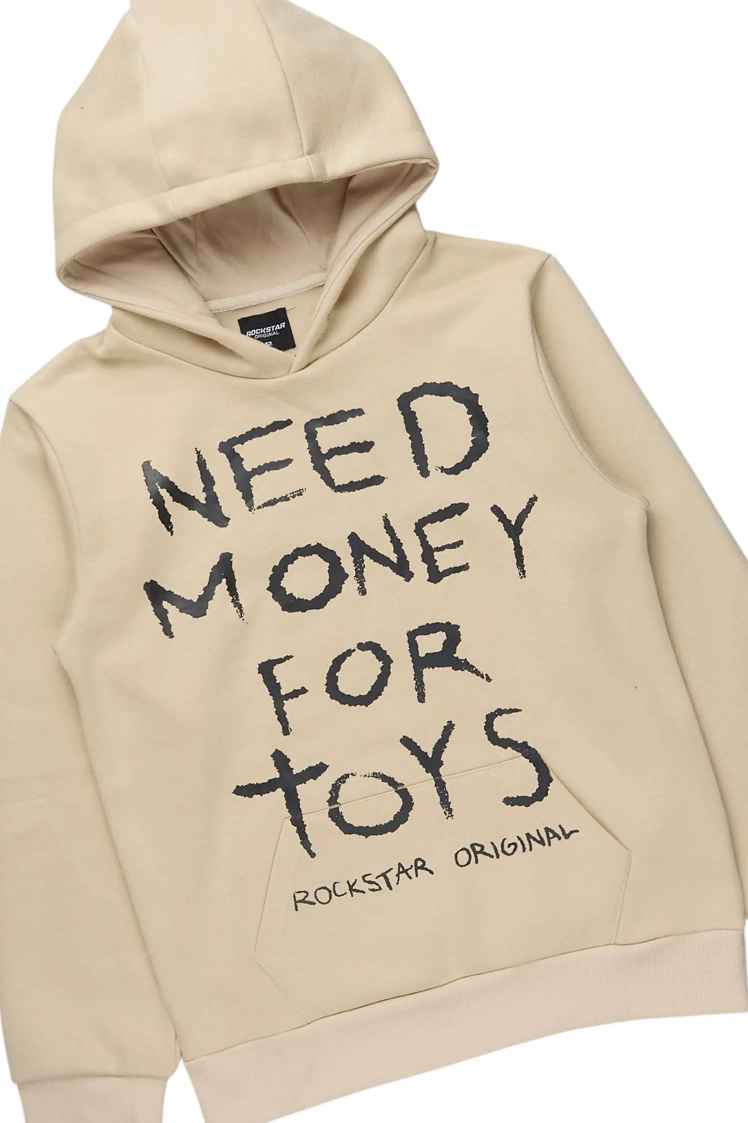 Boys M4 Toys Beige Hoodie & Yves Camo Tree Stacked Jean Set