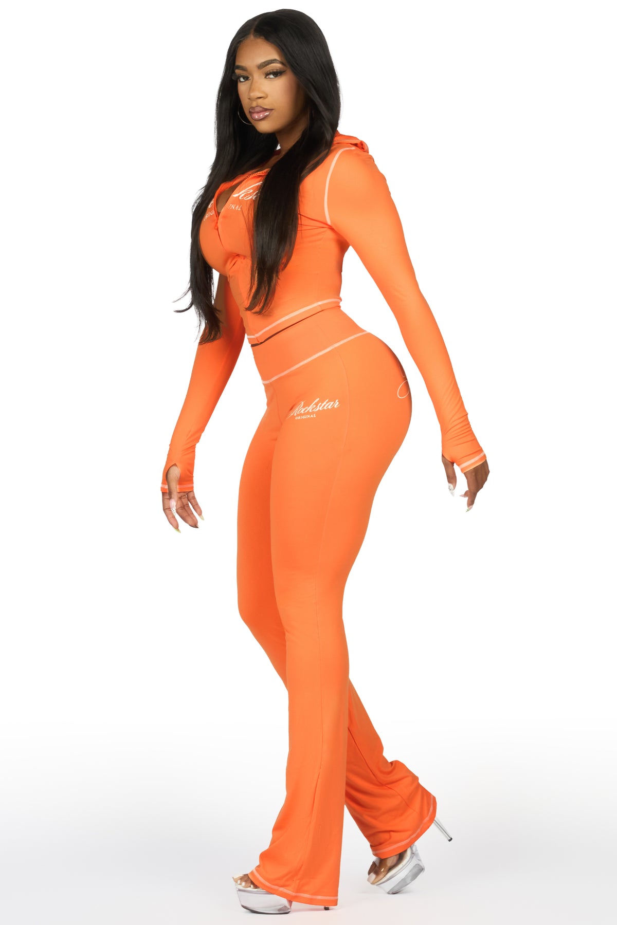 Arzena Orange Zip Up Lounge Track Set