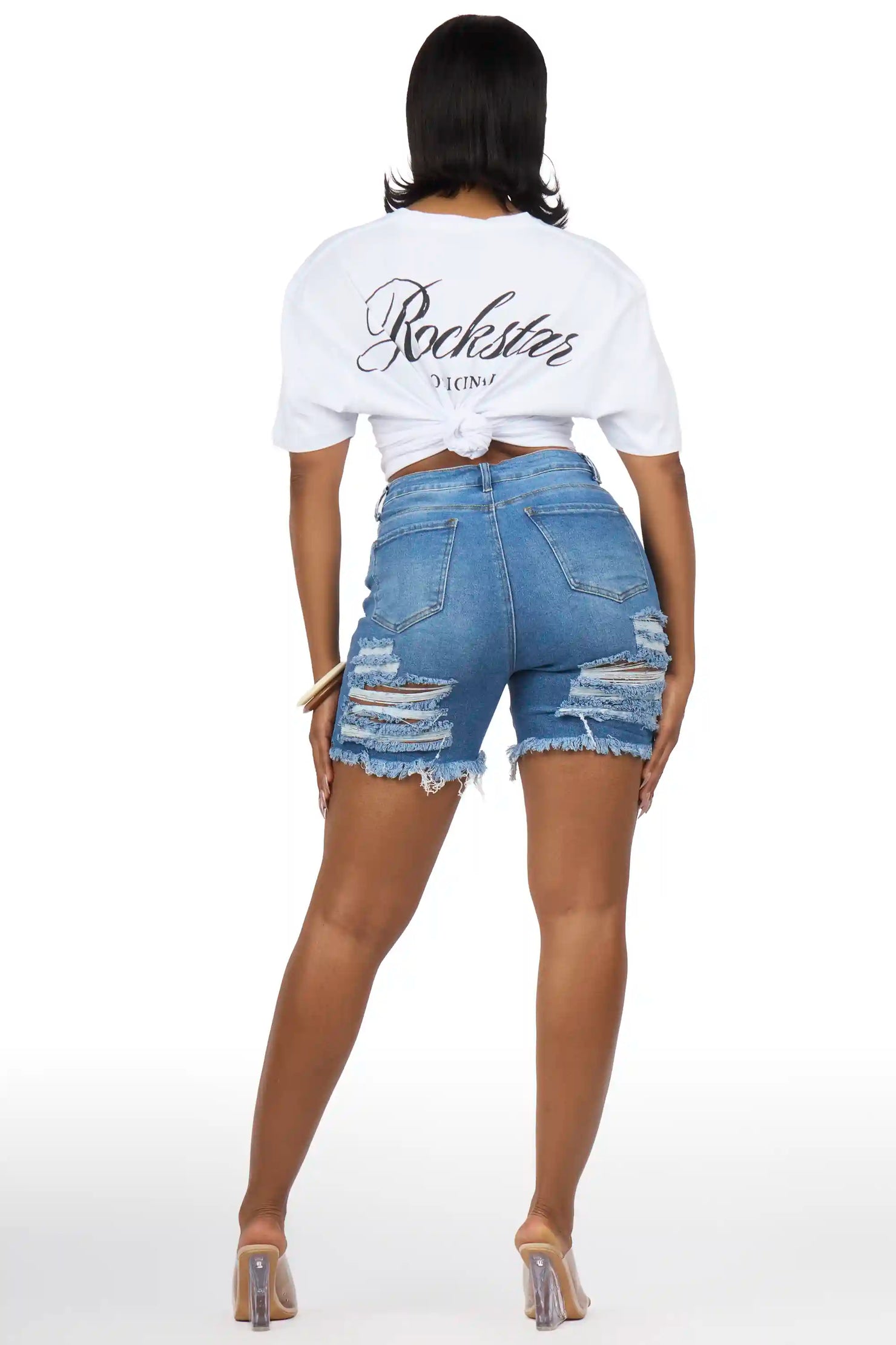 Roishonda Med. Wash Distressed Denim Short