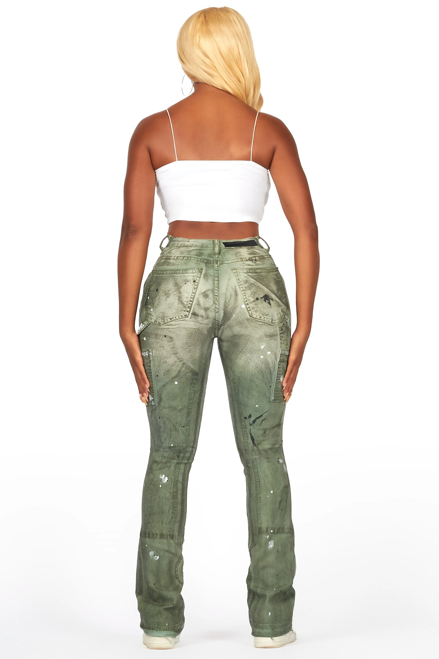 Miesha Green Stacked Flare Jean