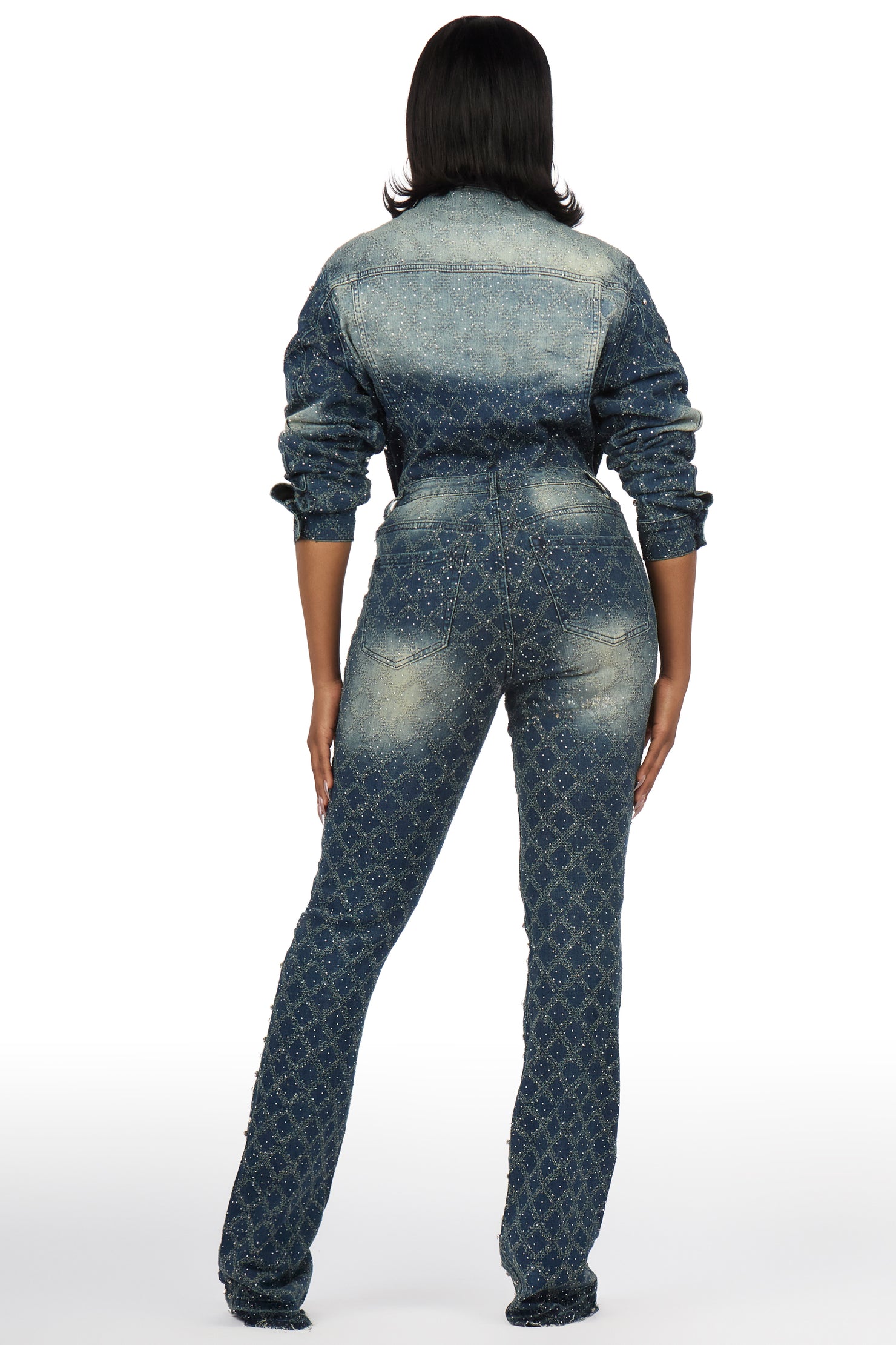 Sareka Dark Wash Denim Jacket & Sareka Stacked Jean Set