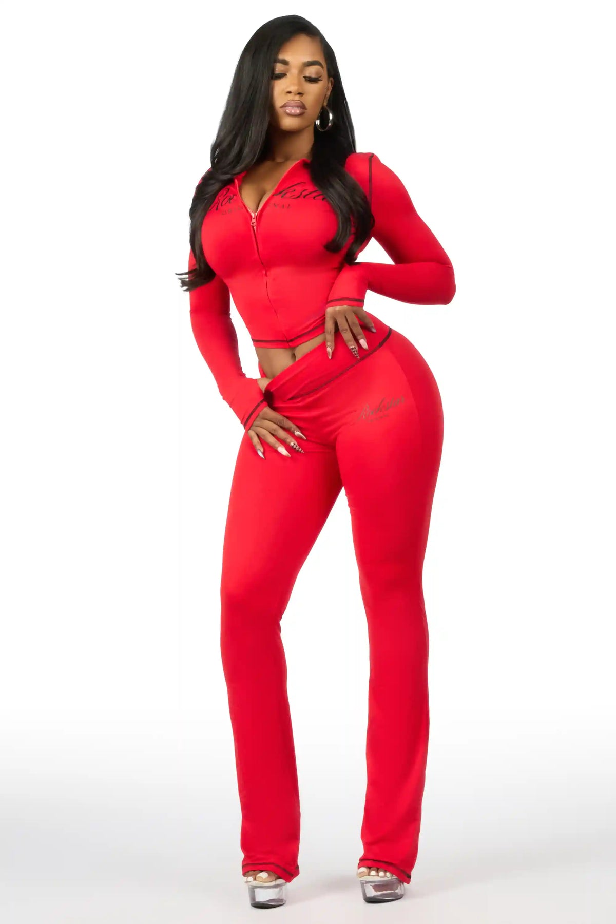 Arzena Red/Black Zip Up Hoodie