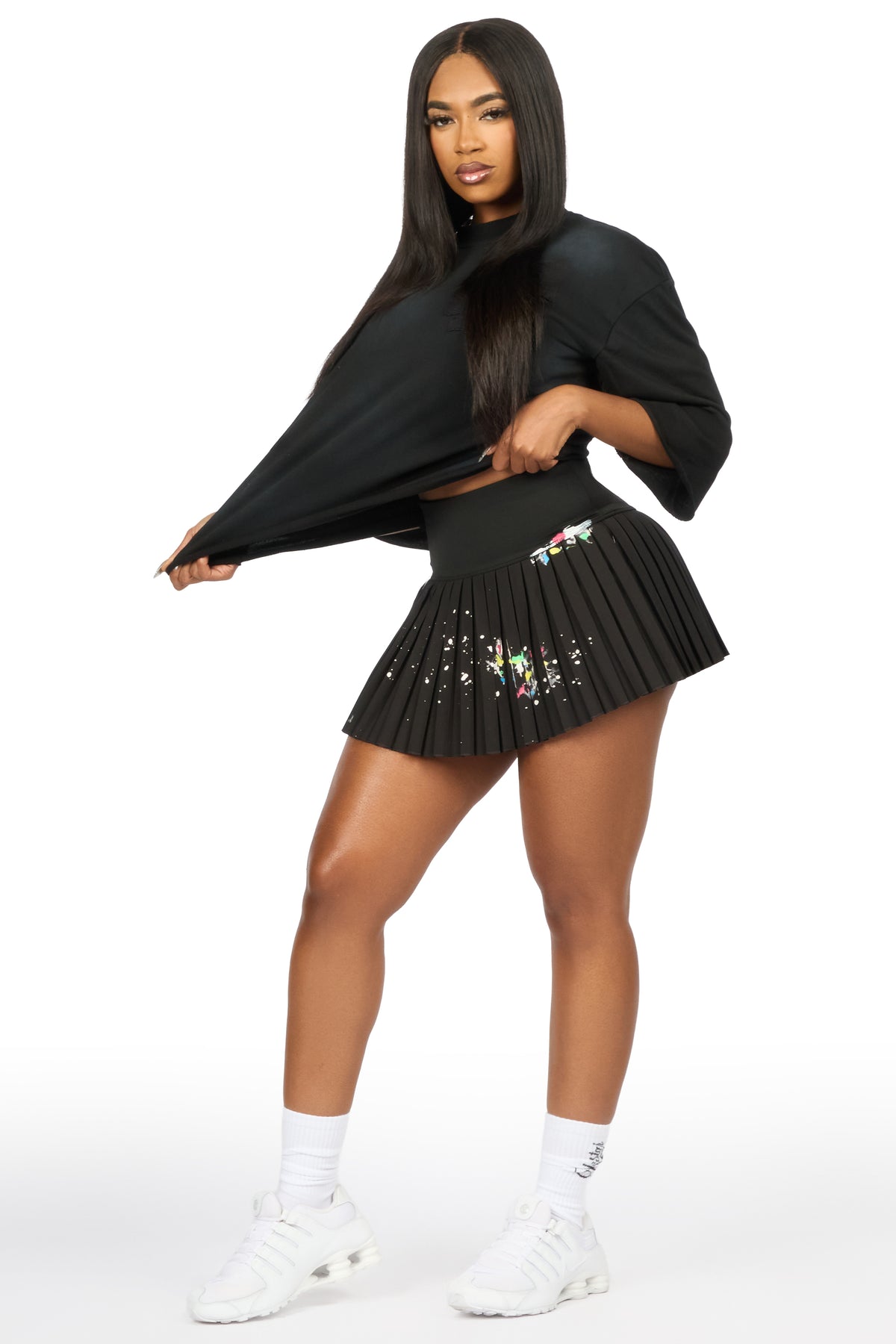 Shablona Black 3/4 Boxy Crop Tee Shirt