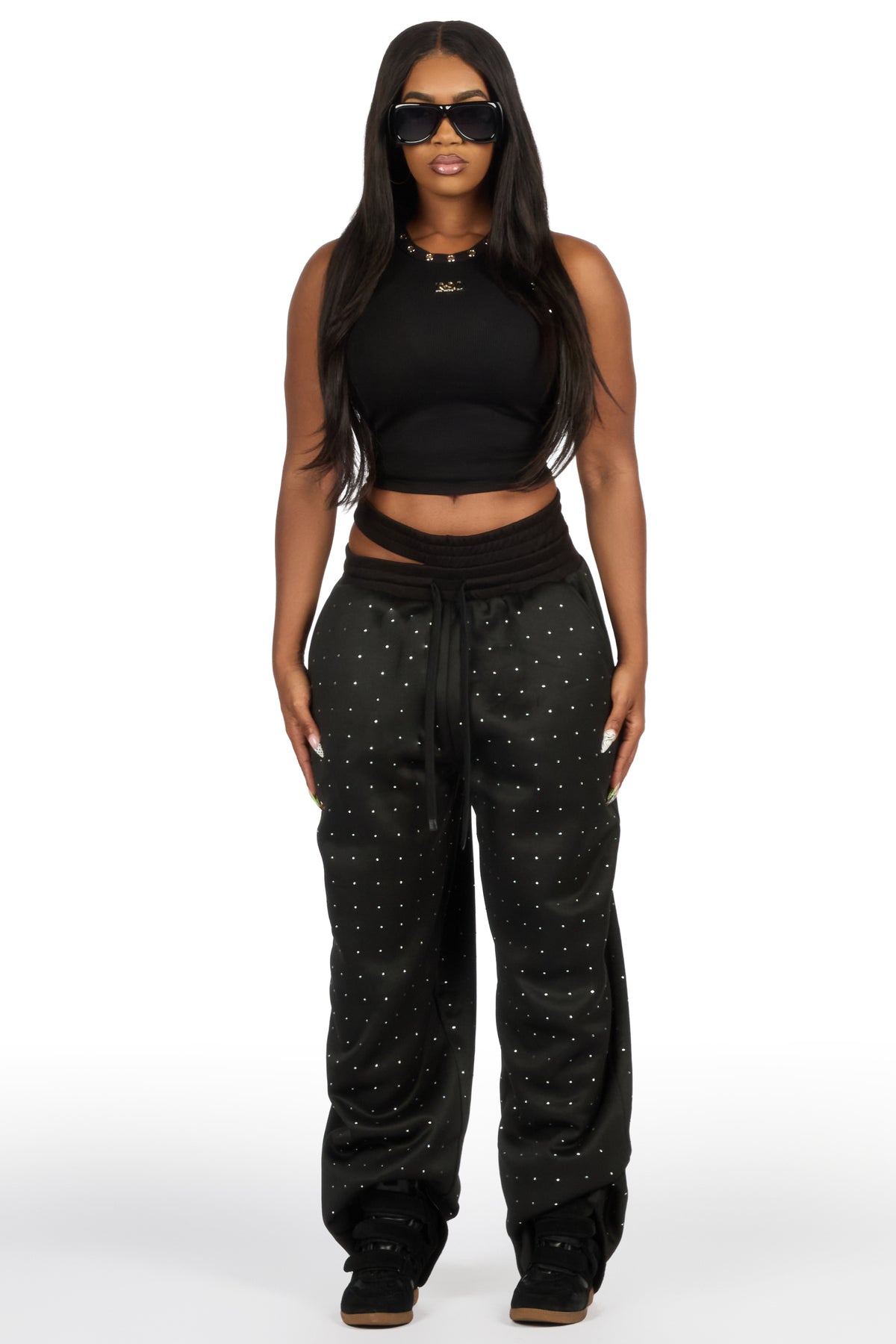 Porshia Black Grommet Tank Top