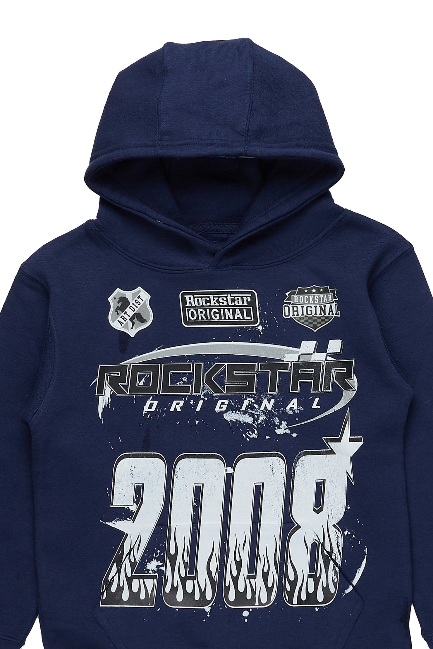 Boys Amos Navy Hoodie/Stacked Flare Jean Set