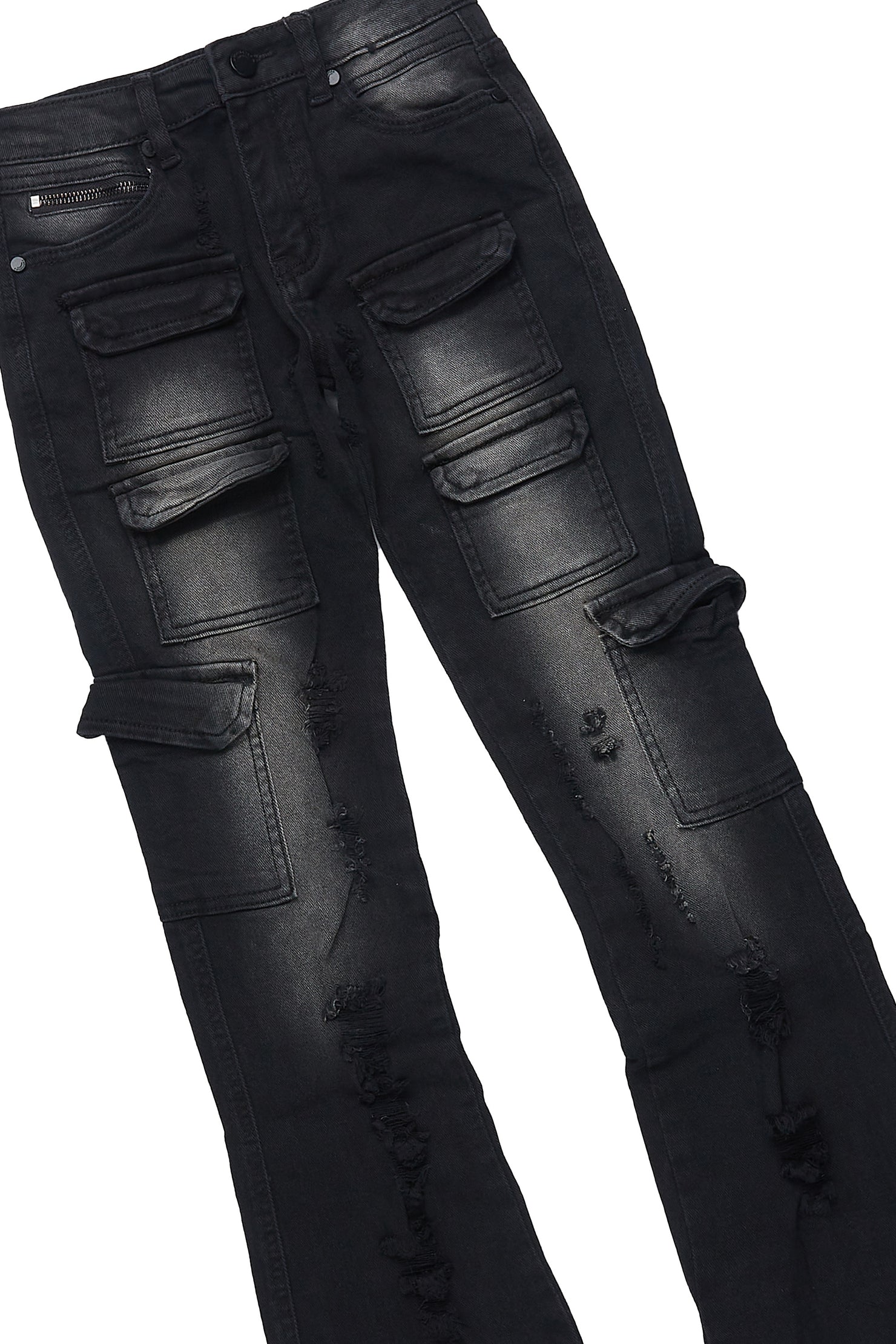 Boys Beau Black/Red T-Shirt/Stacked Flare Jean Set