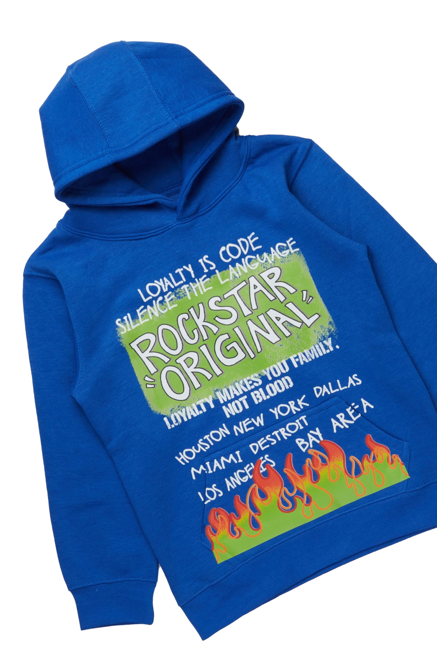 Boys Beno Royal Blue Hoodie/Stacked Flare Jean Set