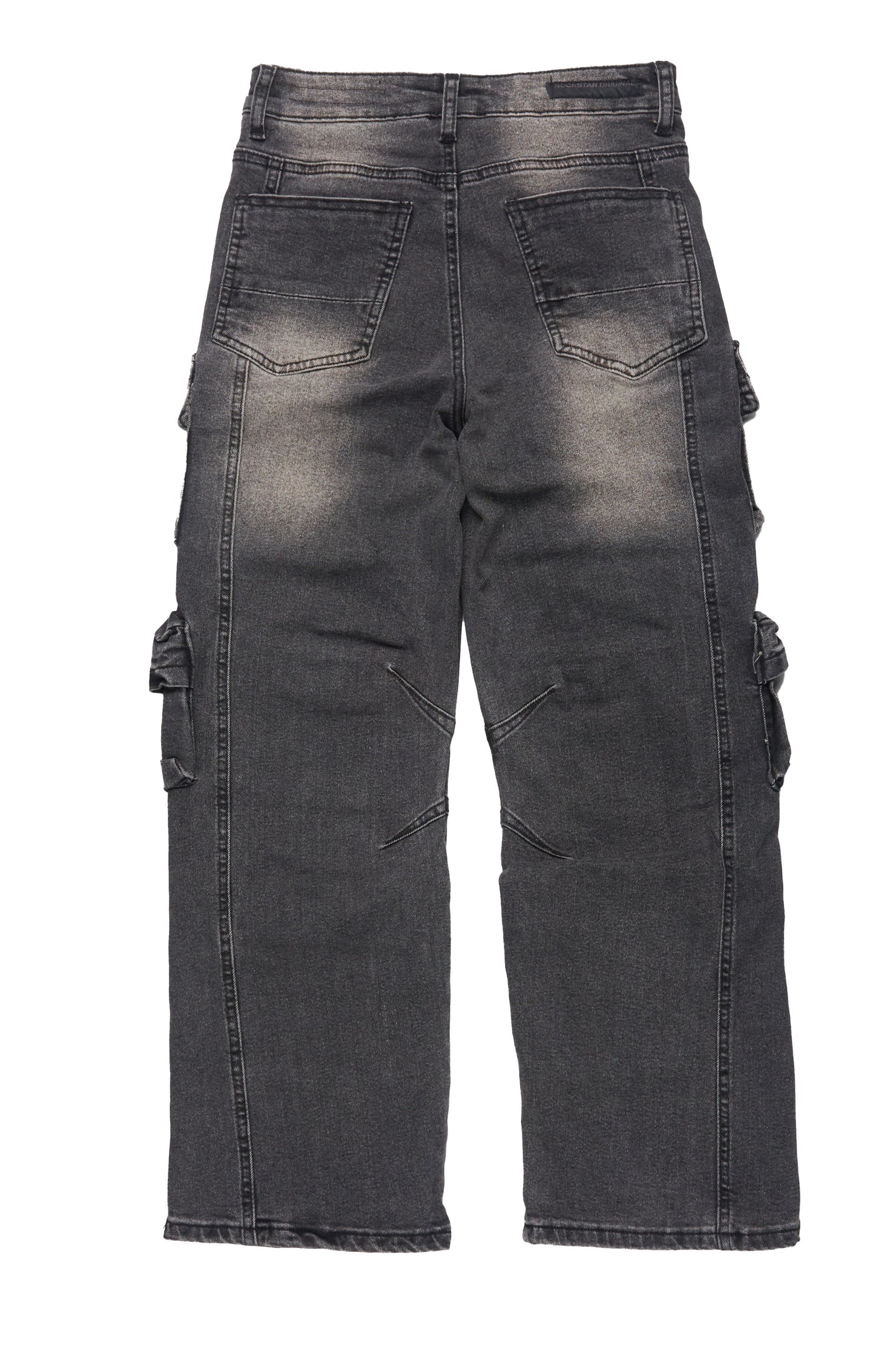 Boys Mahesh Dark Grey Tint Wash  Baggy Cargo Jean