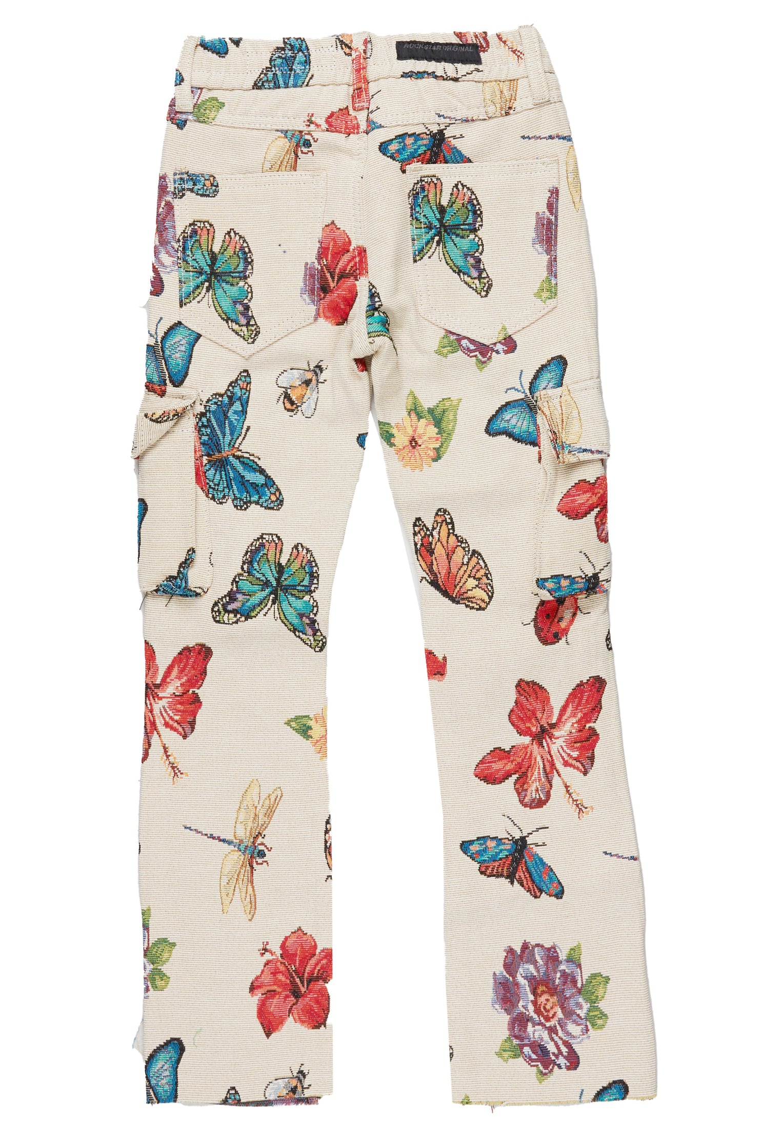 Girls Alora Beige Multi Tapestry Stacked Flare Jean