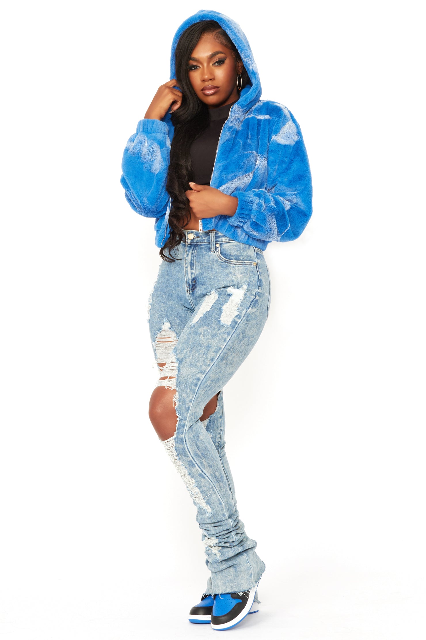 Charise Blue Fur Jacket