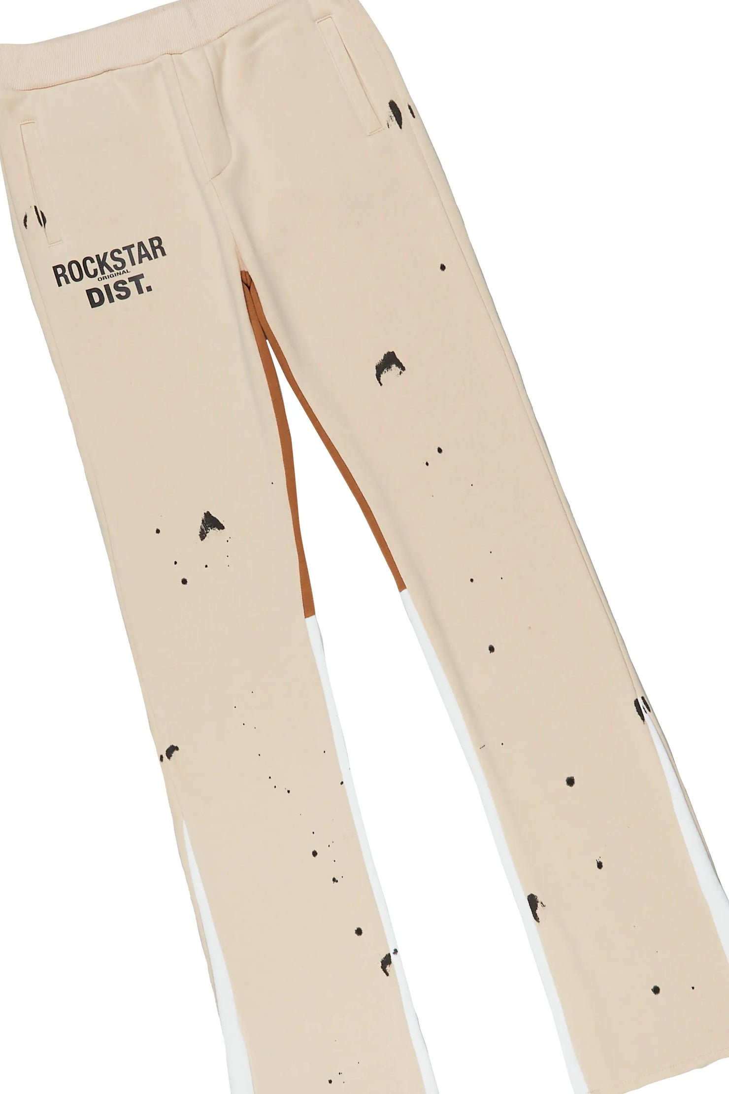 Boys Raffer Beige Hoodie Super Stacked Flare Pant Set