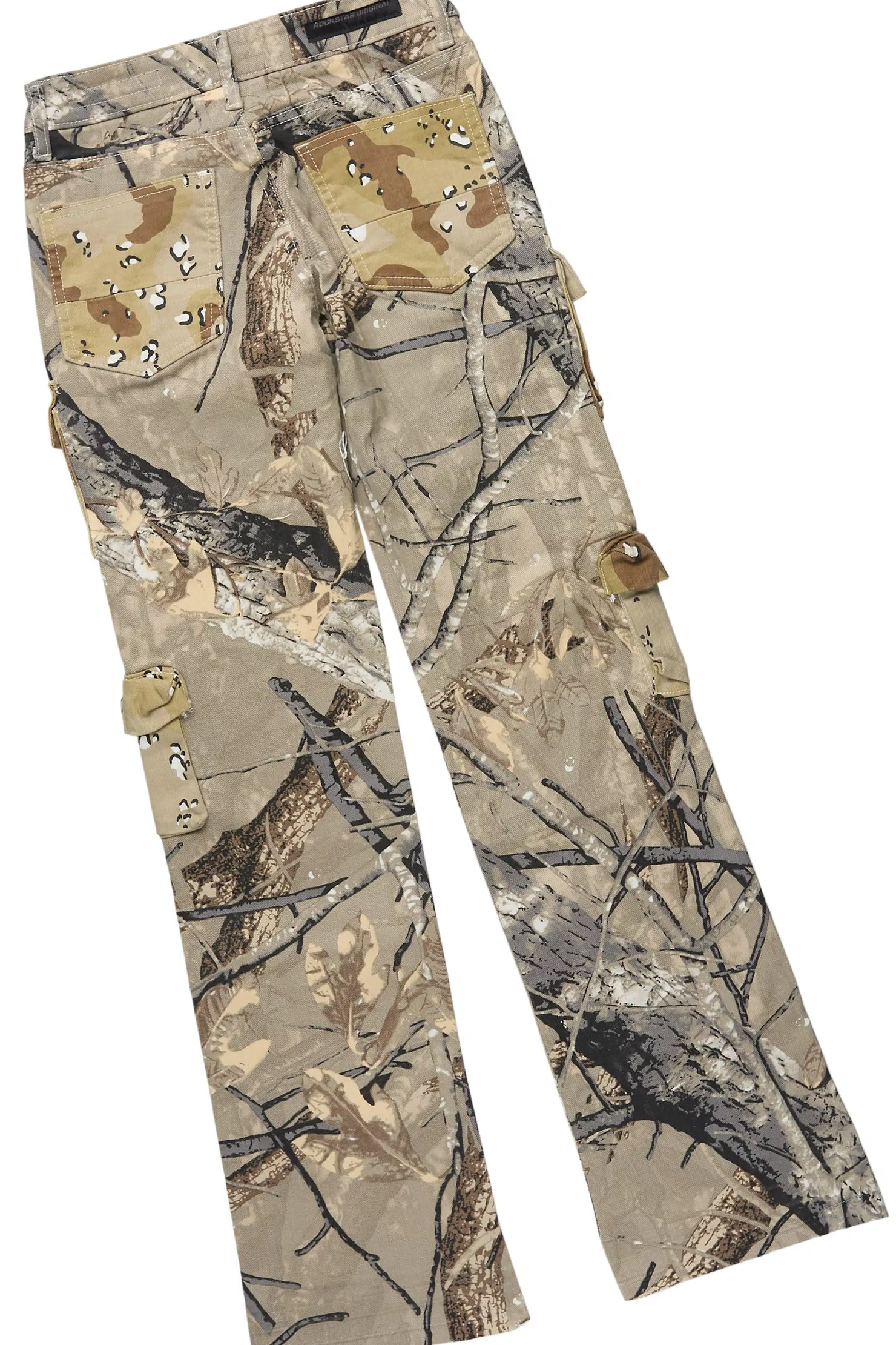 Boys M4 Toys Beige Hoodie & Yves Camo Tree Stacked Jean Set