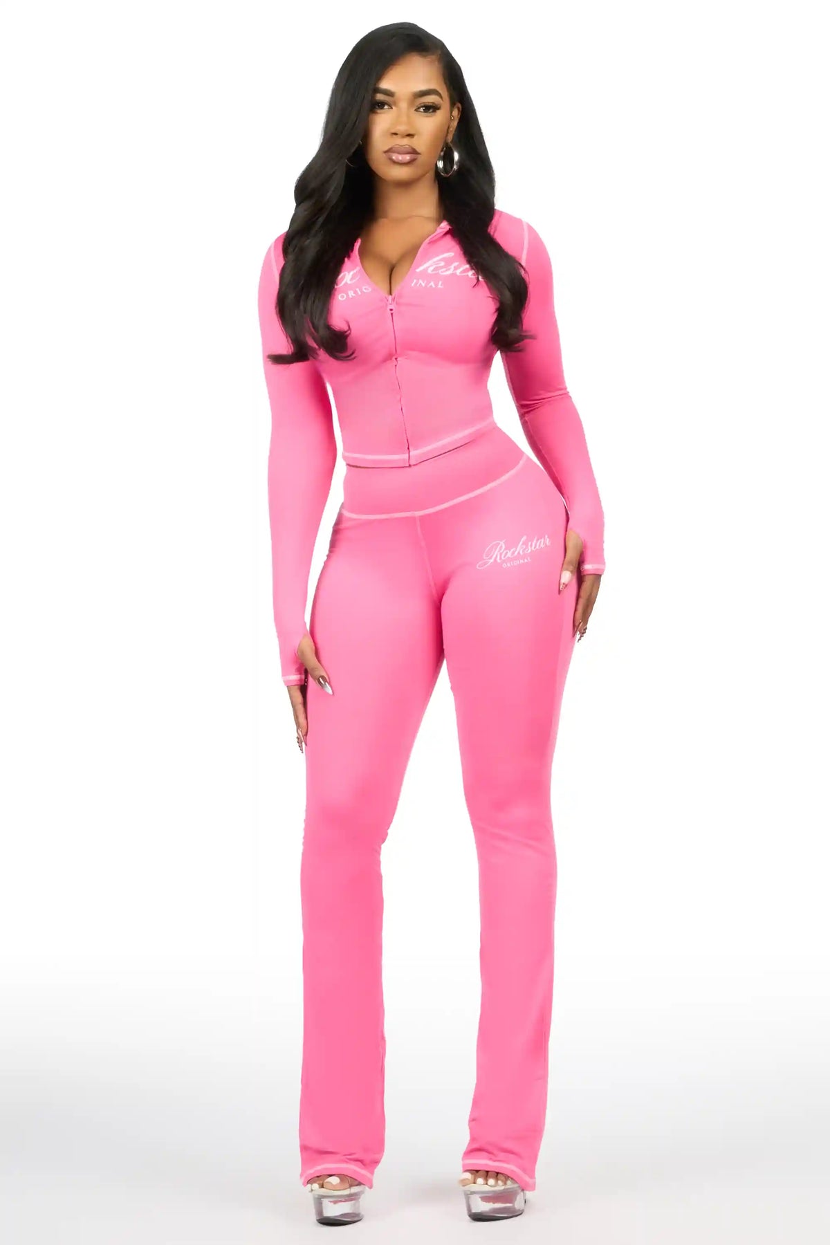 Arzena Pink Zip Up Hoodie