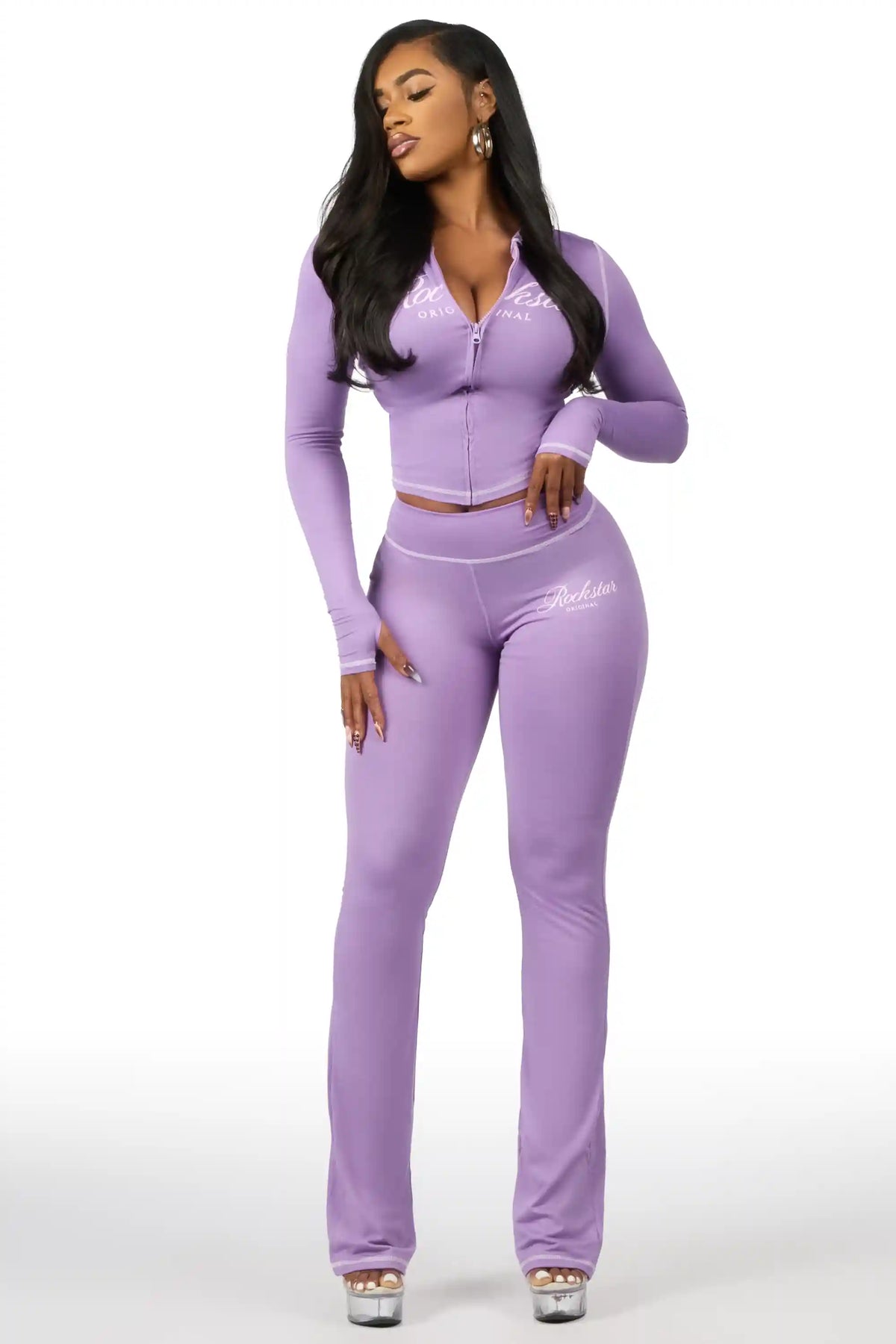 Arzena Purple Zip Up Hoodie