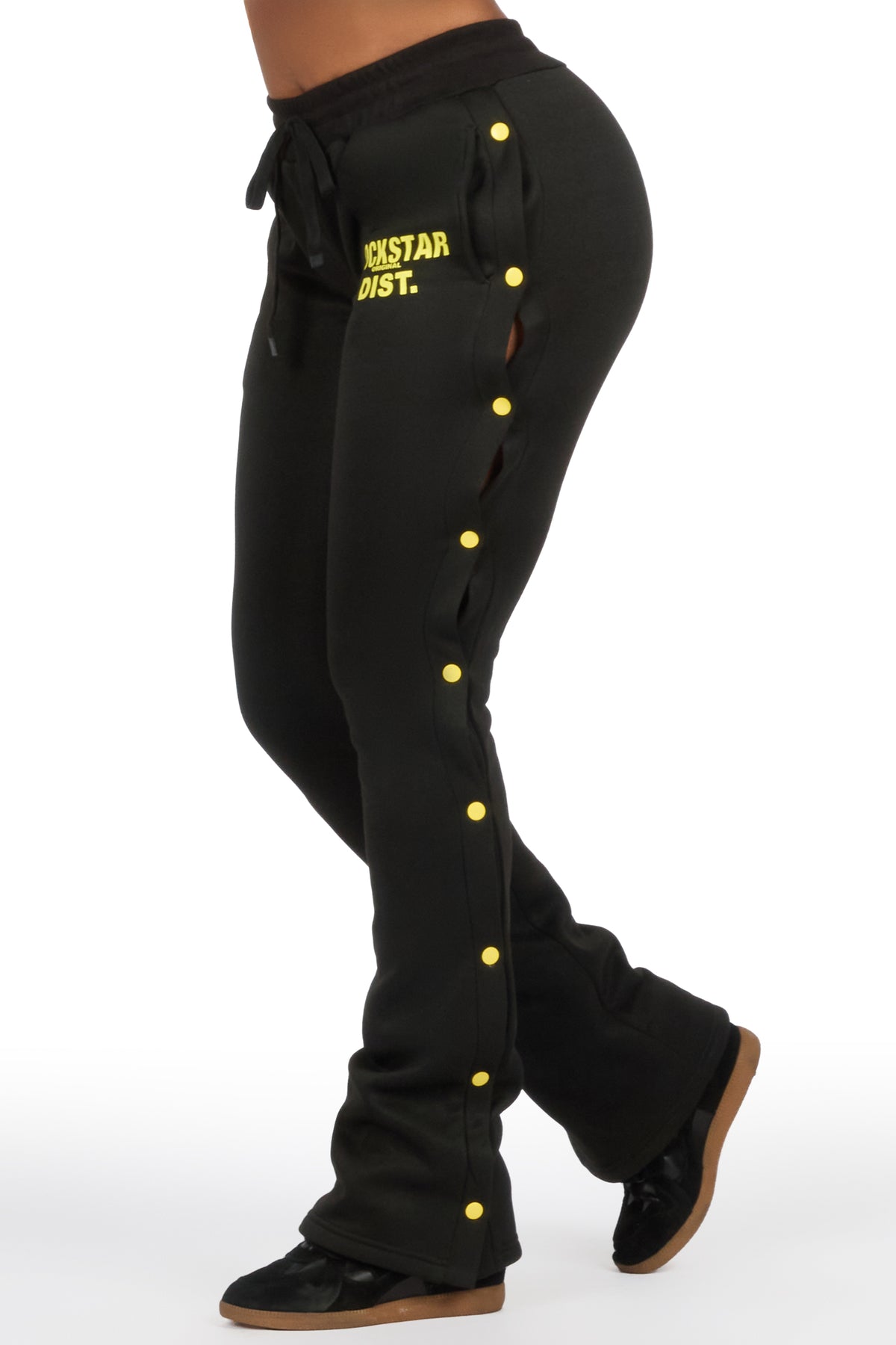 Kenniyah Black Snap Stacked Track Pant