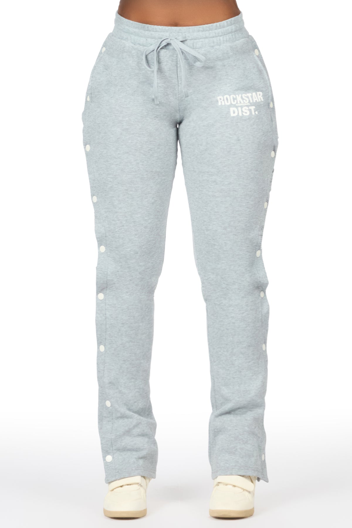 Kenniyah Heather Grey Snap Stacked Track Pant
