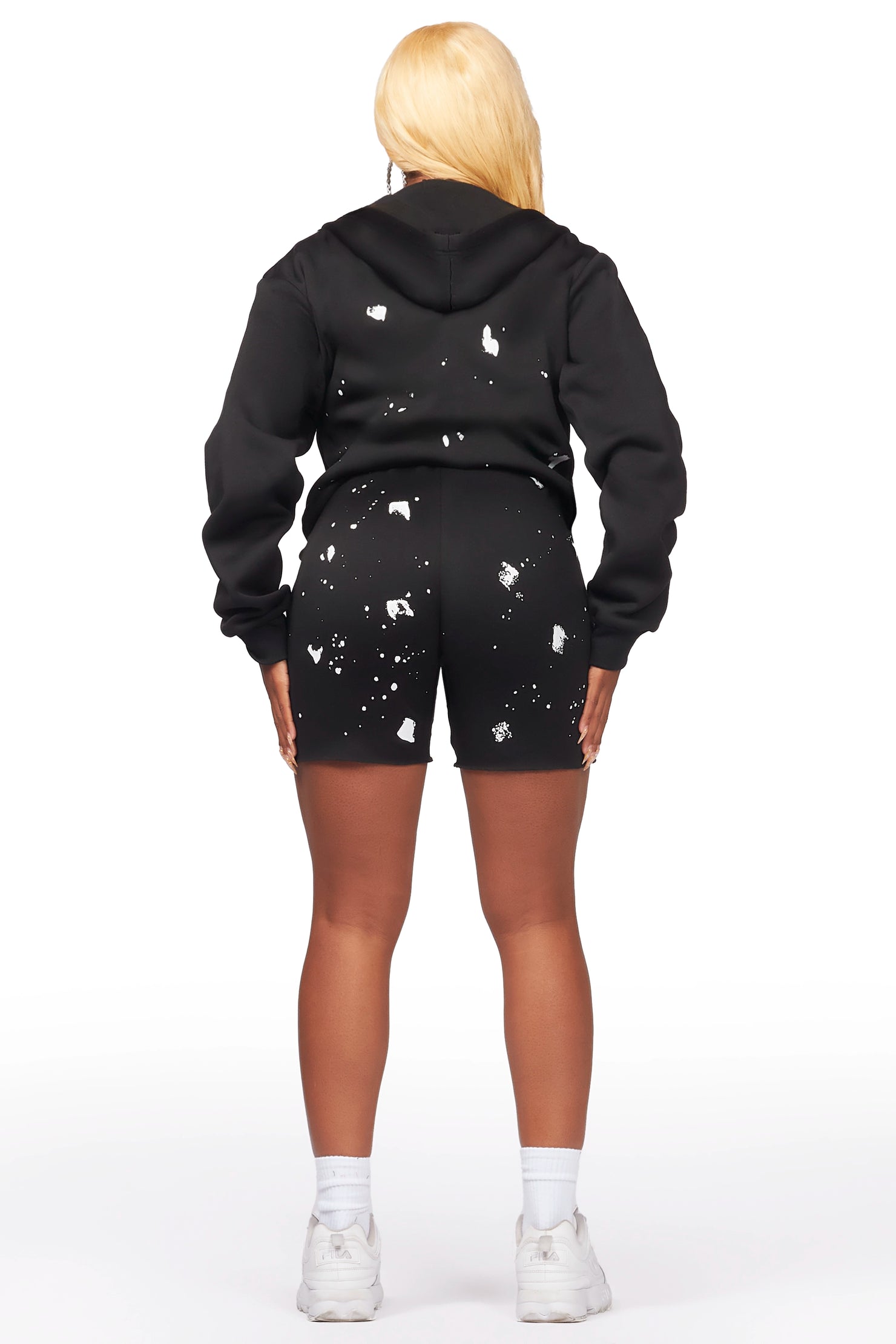 Kanesha Black Zip Up Short Set