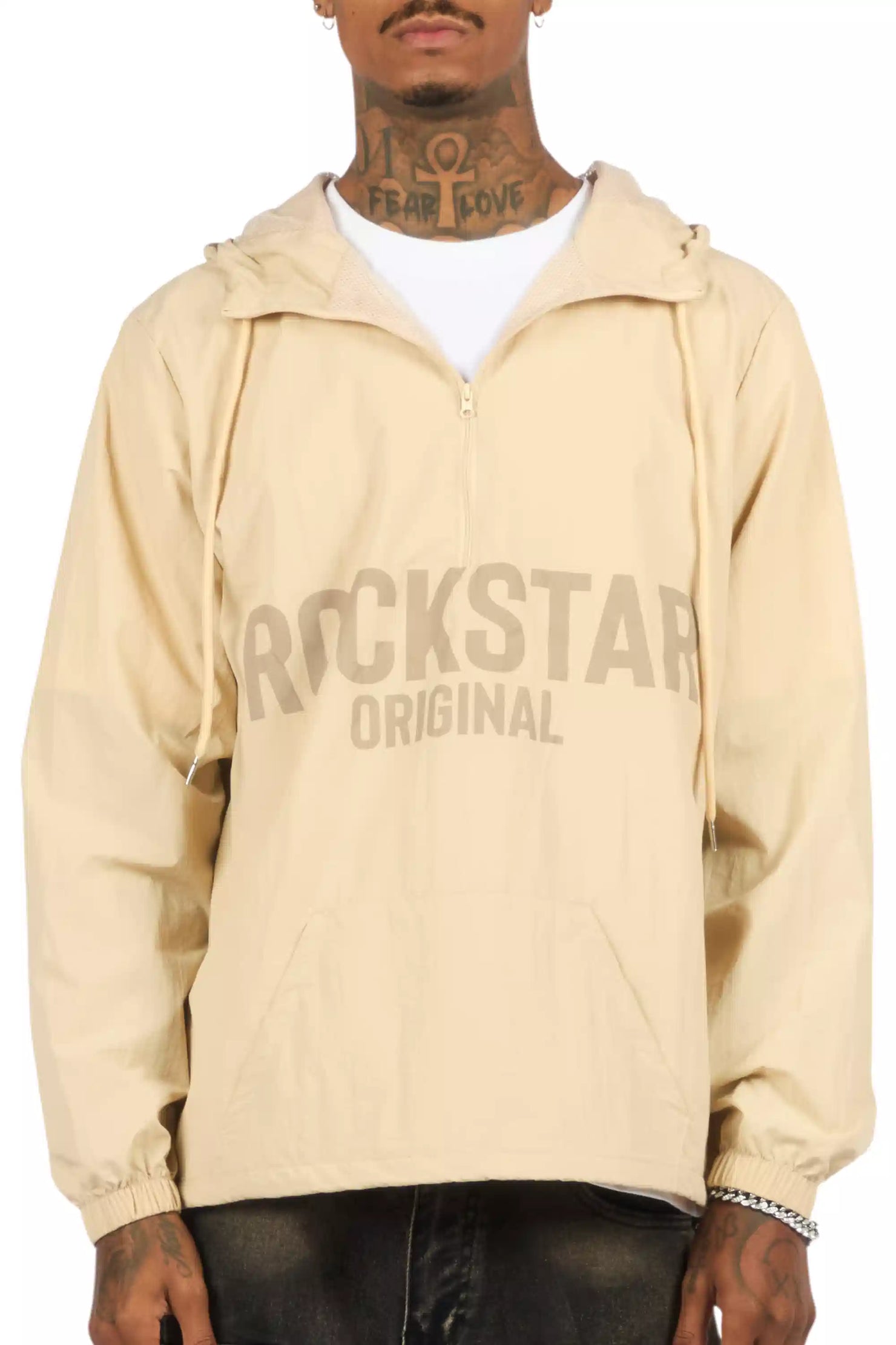 Sana Beige Graphic Windbreaker