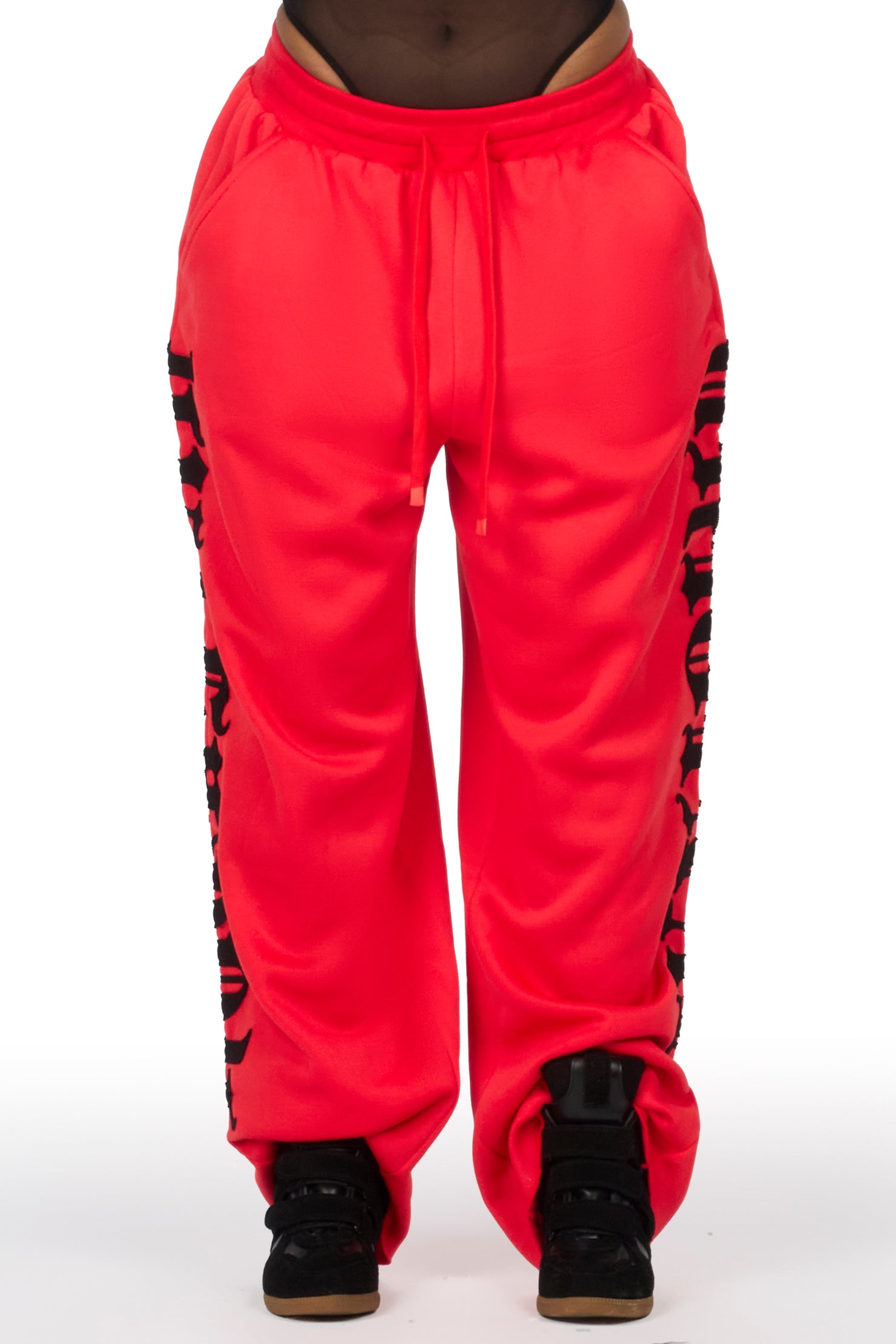 Camrona Red/Black Patched Baggy Track Pant