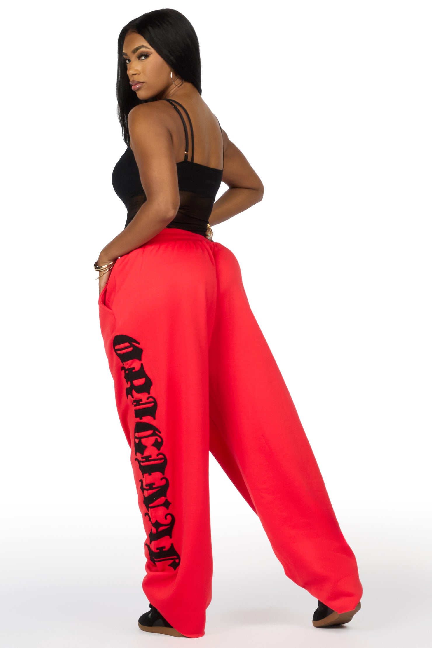 Camrona Red/Black Patched Baggy Track Pant