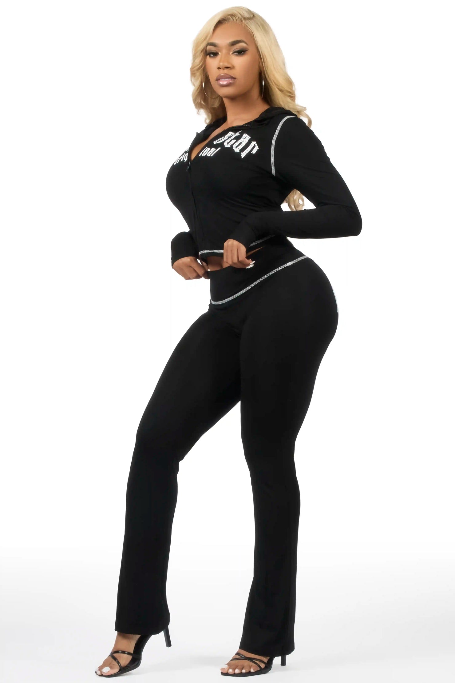 Zyriah Black Rhinestone Lounge Trackset