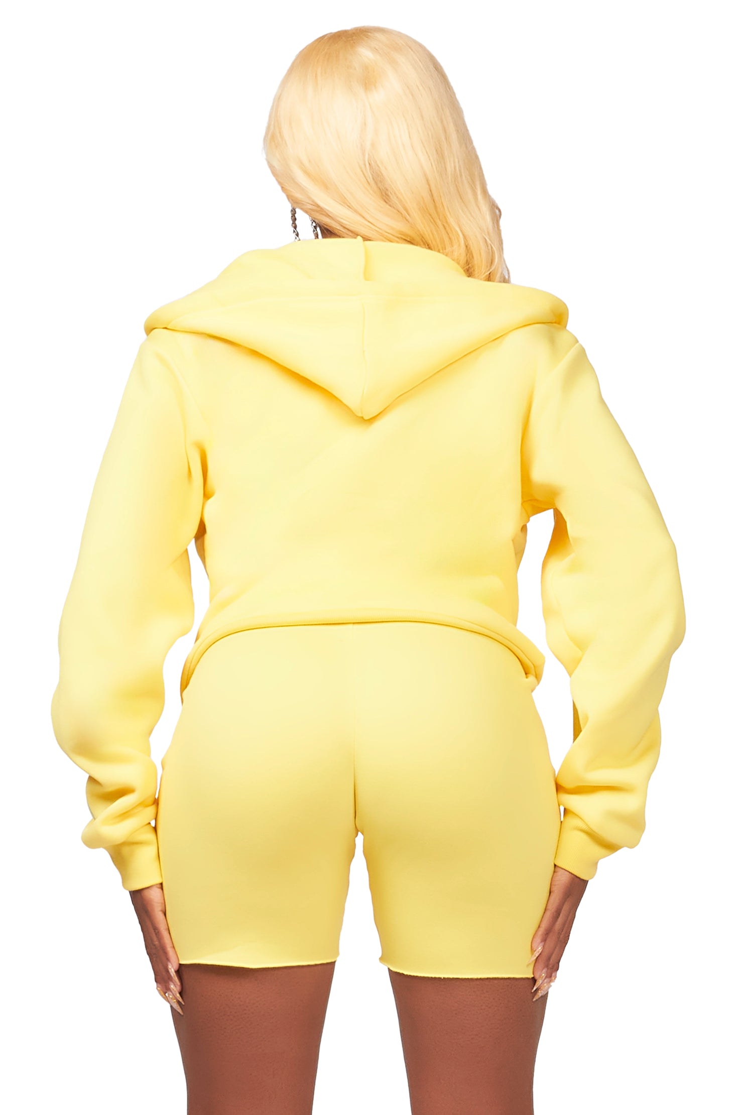 Destinee Yellow Zip Up Short Set
