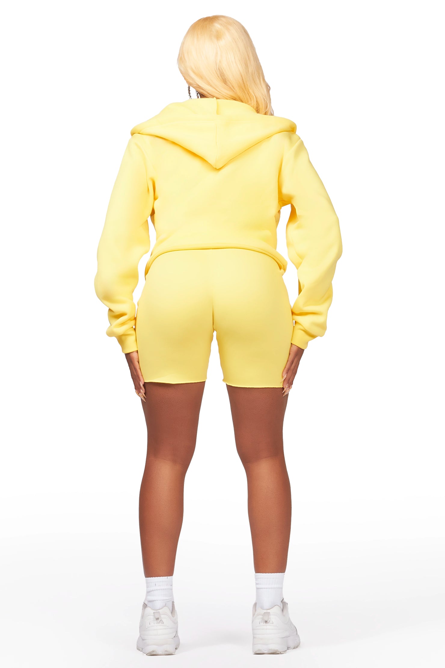 Destinee Yellow Zip Up Short Set