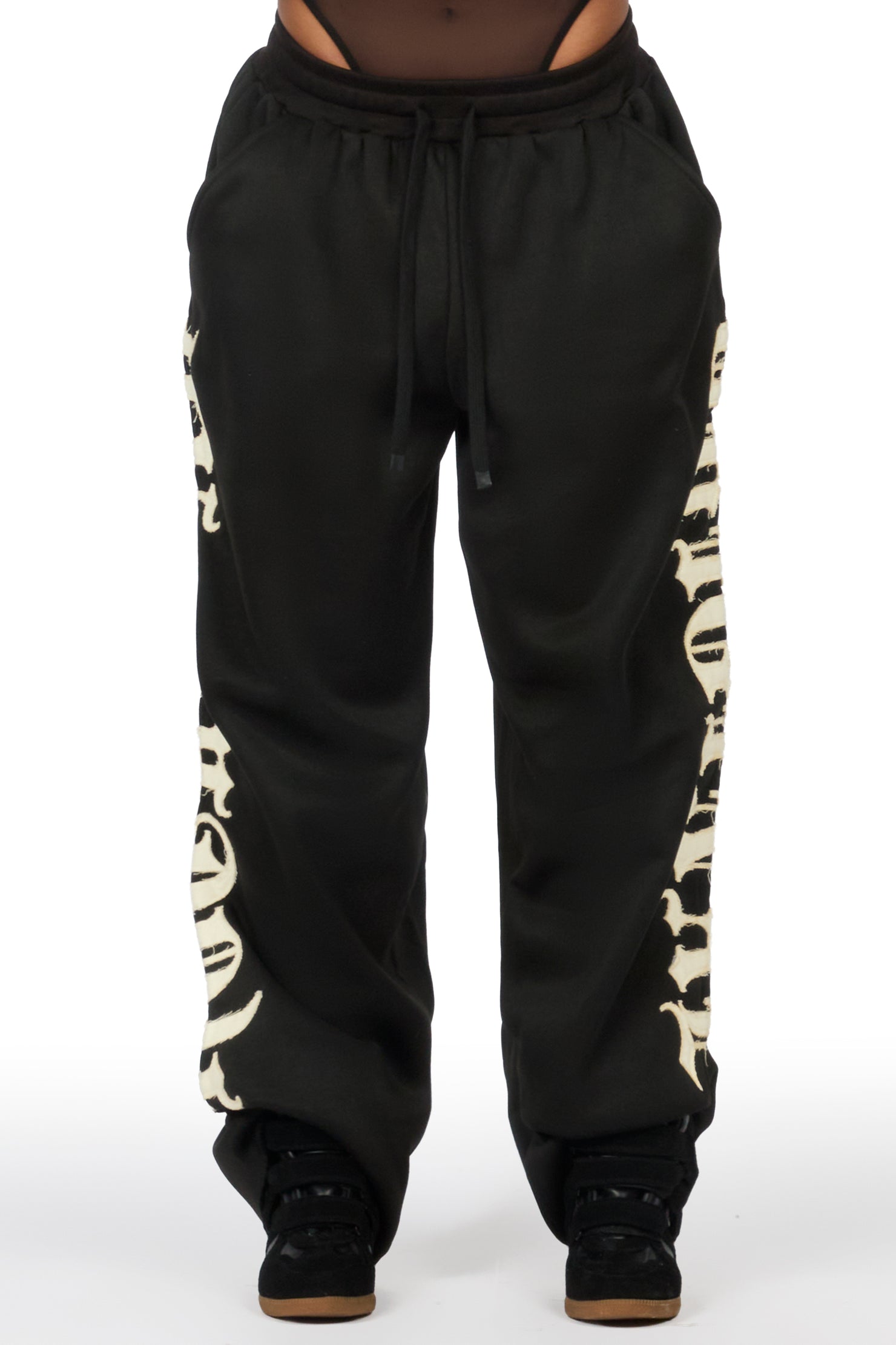 Camrona Black Patched Baggy Track Pant
