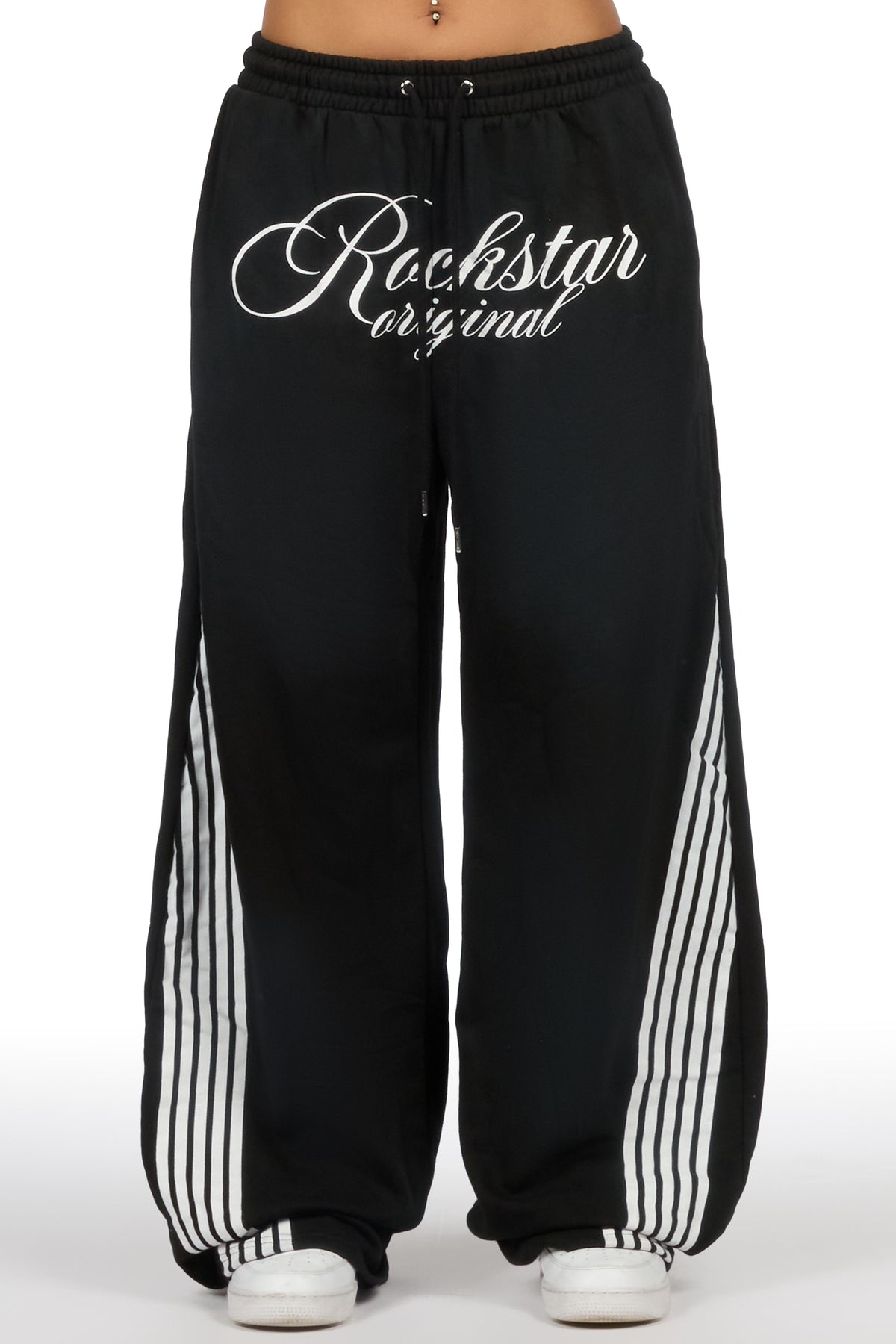 Aerialla Black Baggy Fit Track Pant