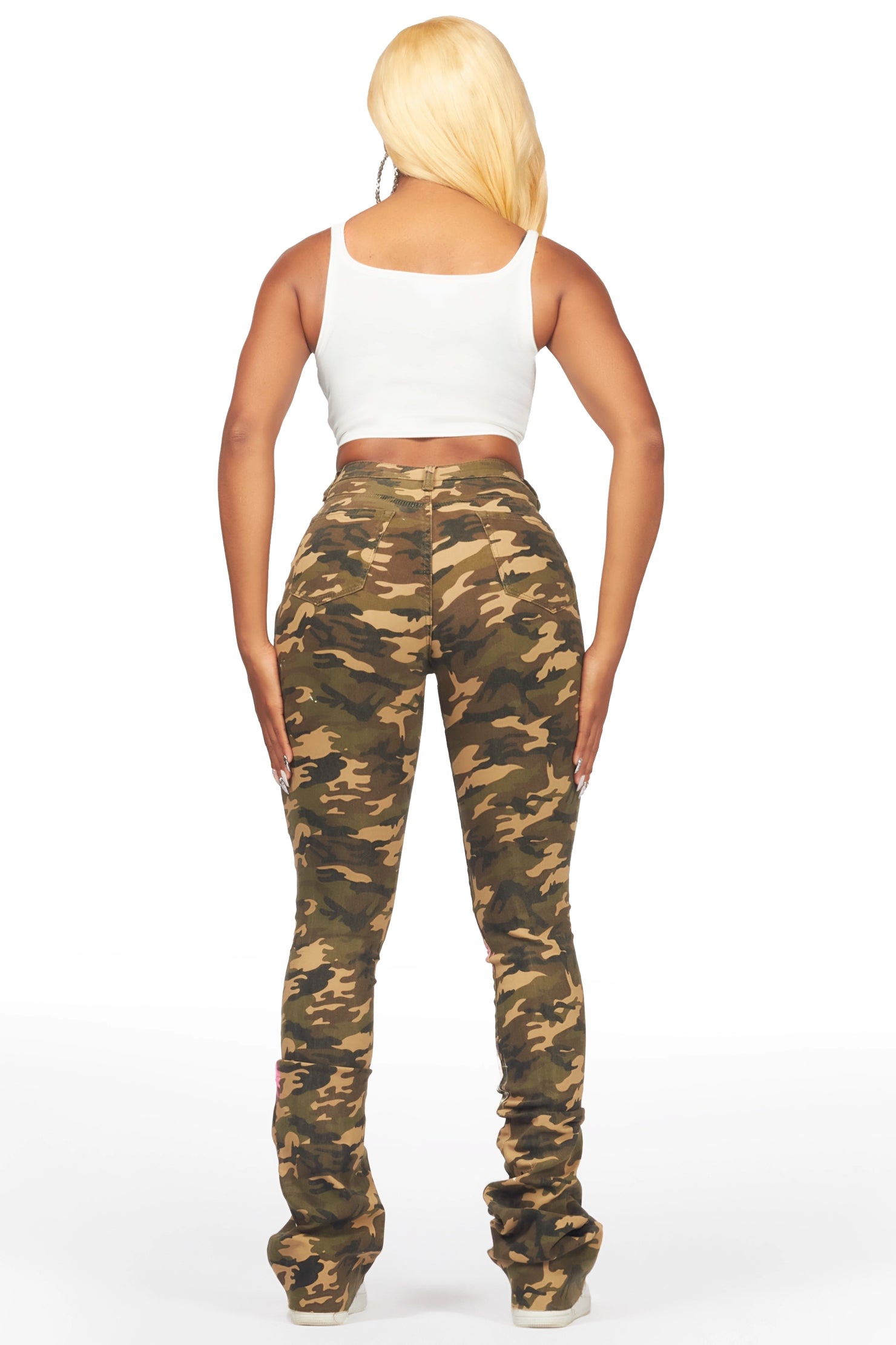 Daishia Camo Painted Super Stacked Jean