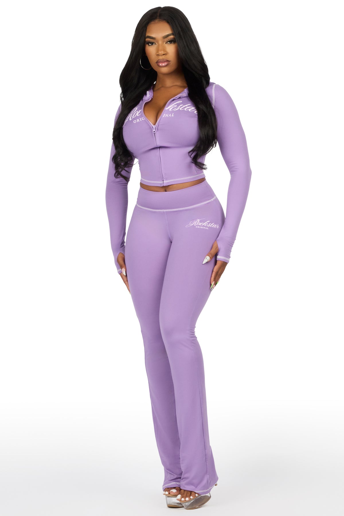 Arzena Purple Zip Up Lounge Track Set