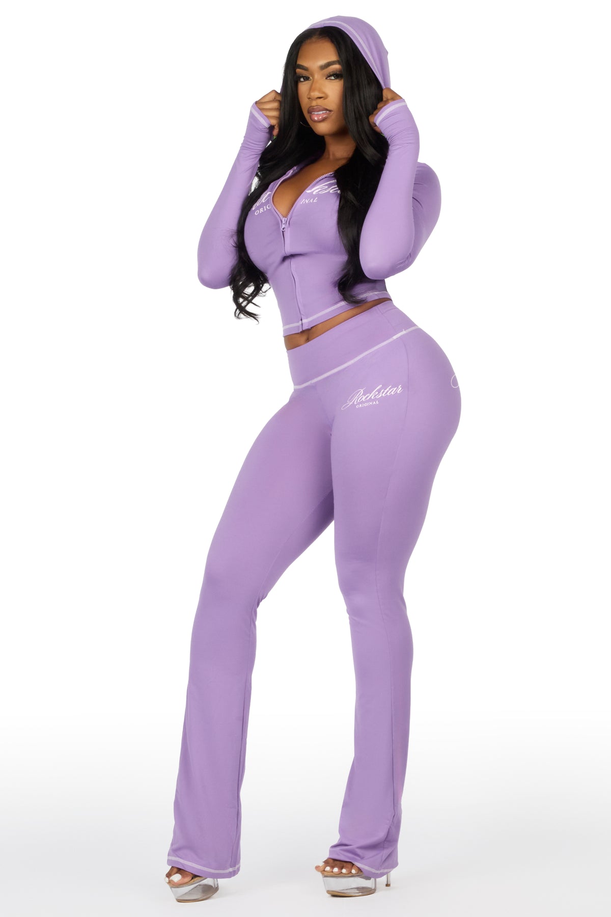 Arzena Purple Zip Up Lounge Track Set