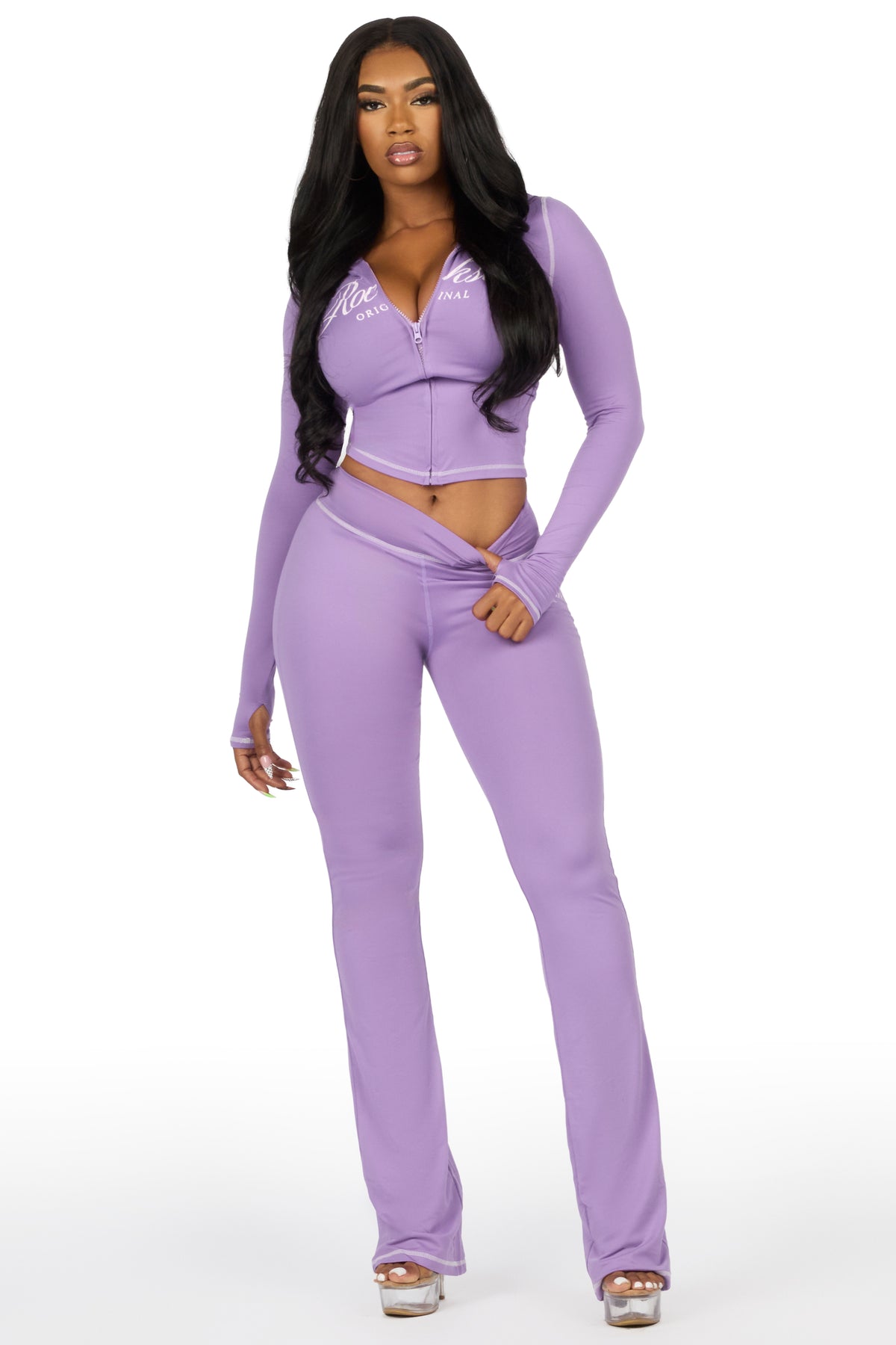 Arzena Purple Zip Up Lounge Track Set