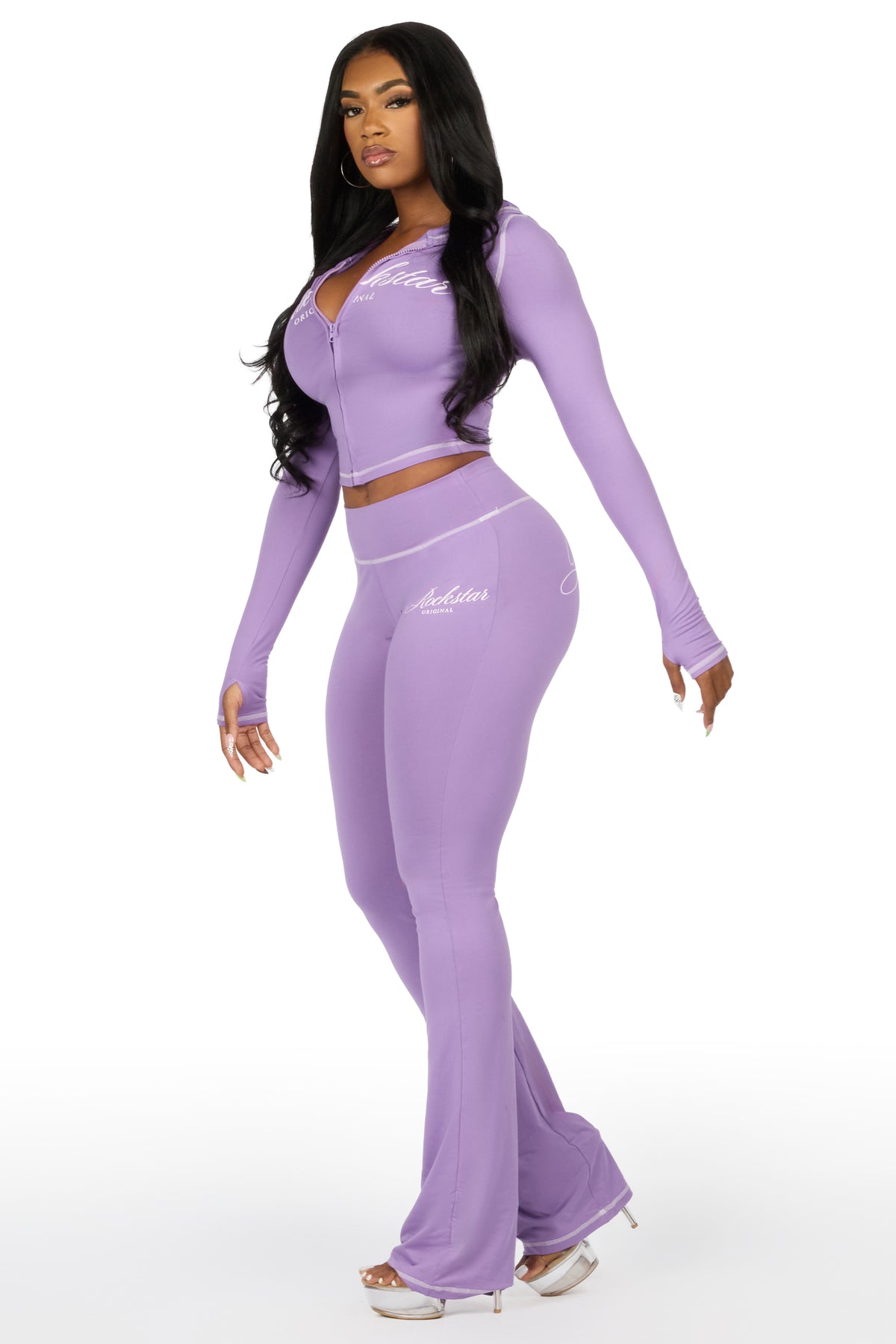 Arzena Purple Zip Up Lounge Track Set