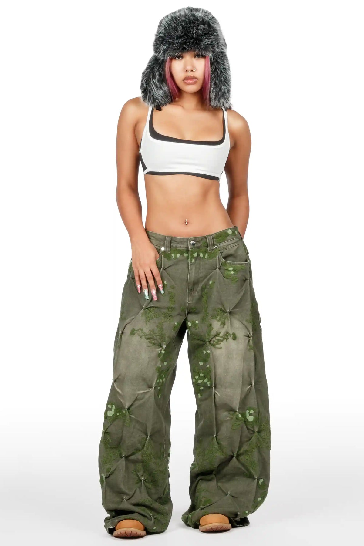 Vaniya Green Wash Baggy Fit Jean